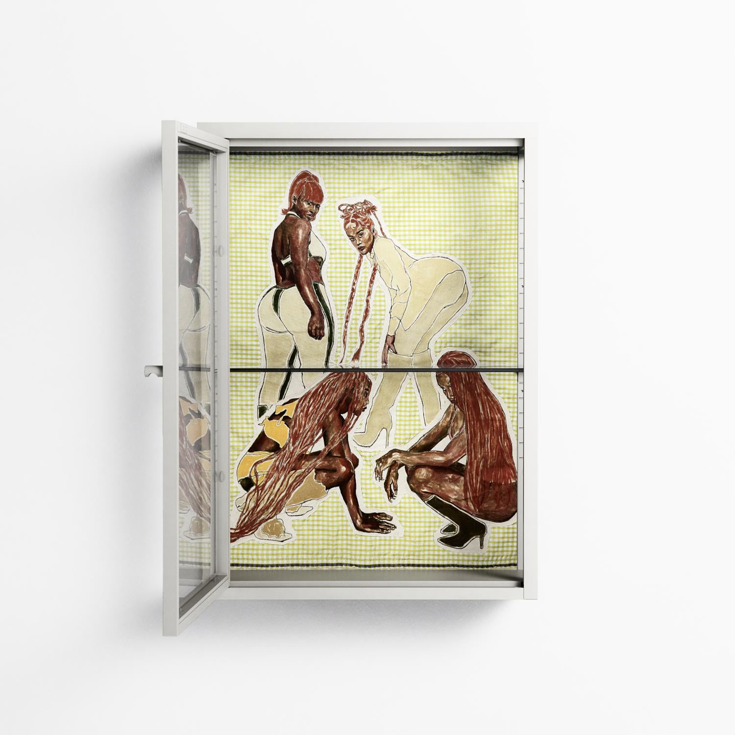 Can You Face It - Wall Cabinet - Sophie Goudman-Peachey - Chalk - Clear glass