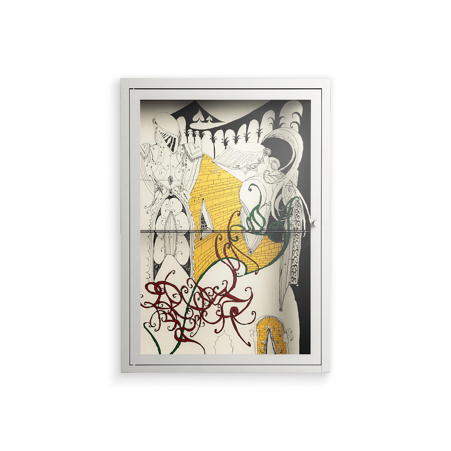 Knights - Wall Cabinet - Naia Escribano - Chalk - Clear glass