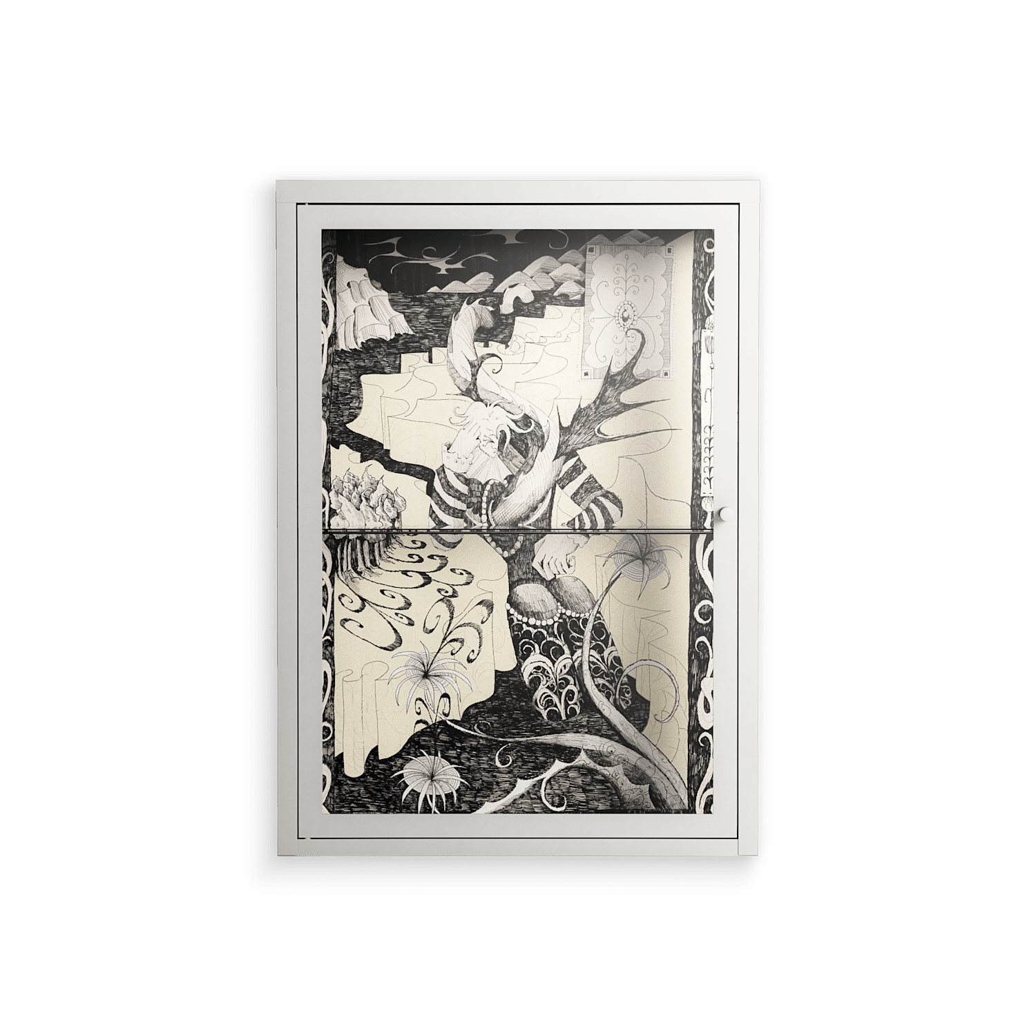 Oberon and Elgar - Wall Cabinet - Naia Escribano - Chalk - Clear glass