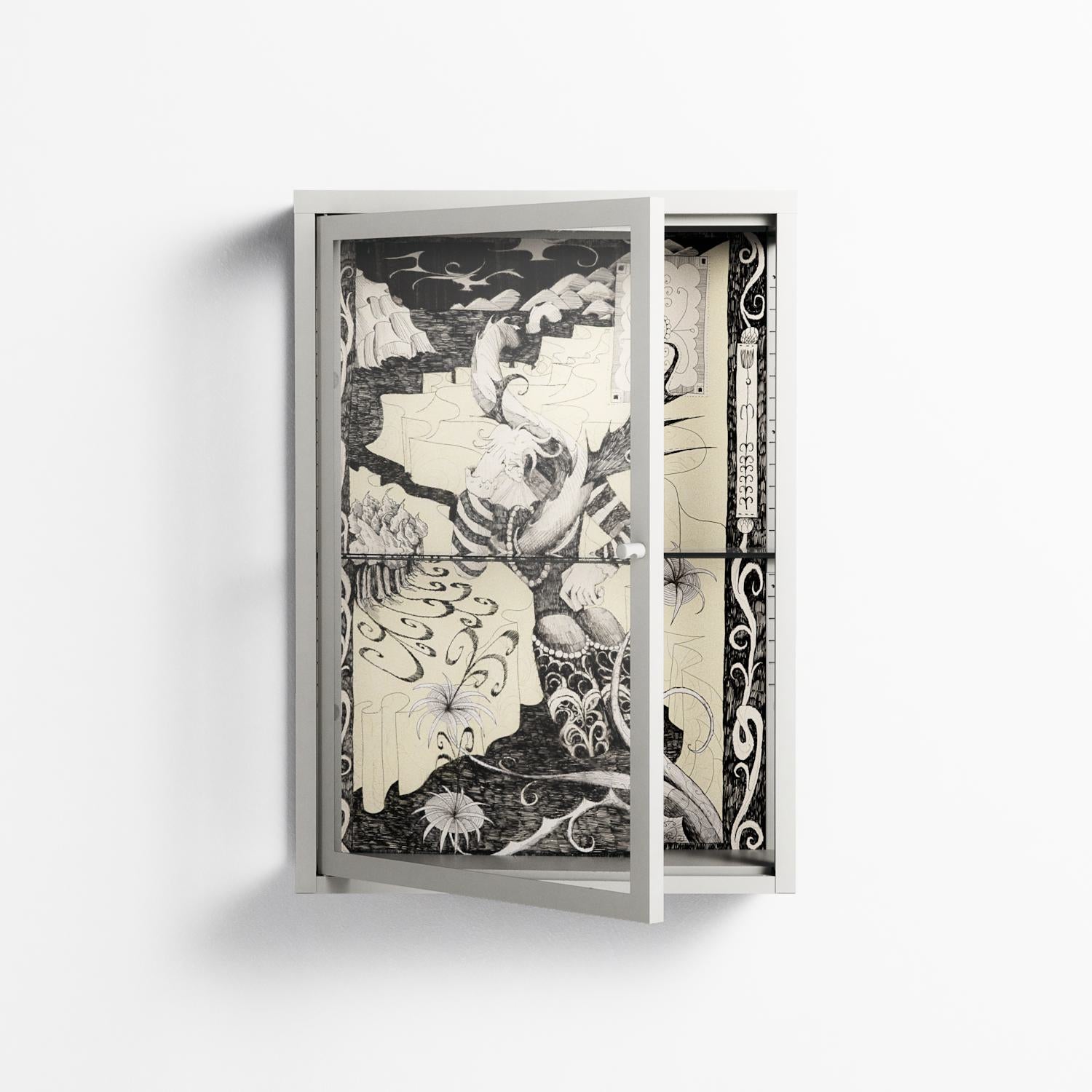 Oberon and Elgar - Wall Cabinet - Naia Escribano - Chalk - Clear glass