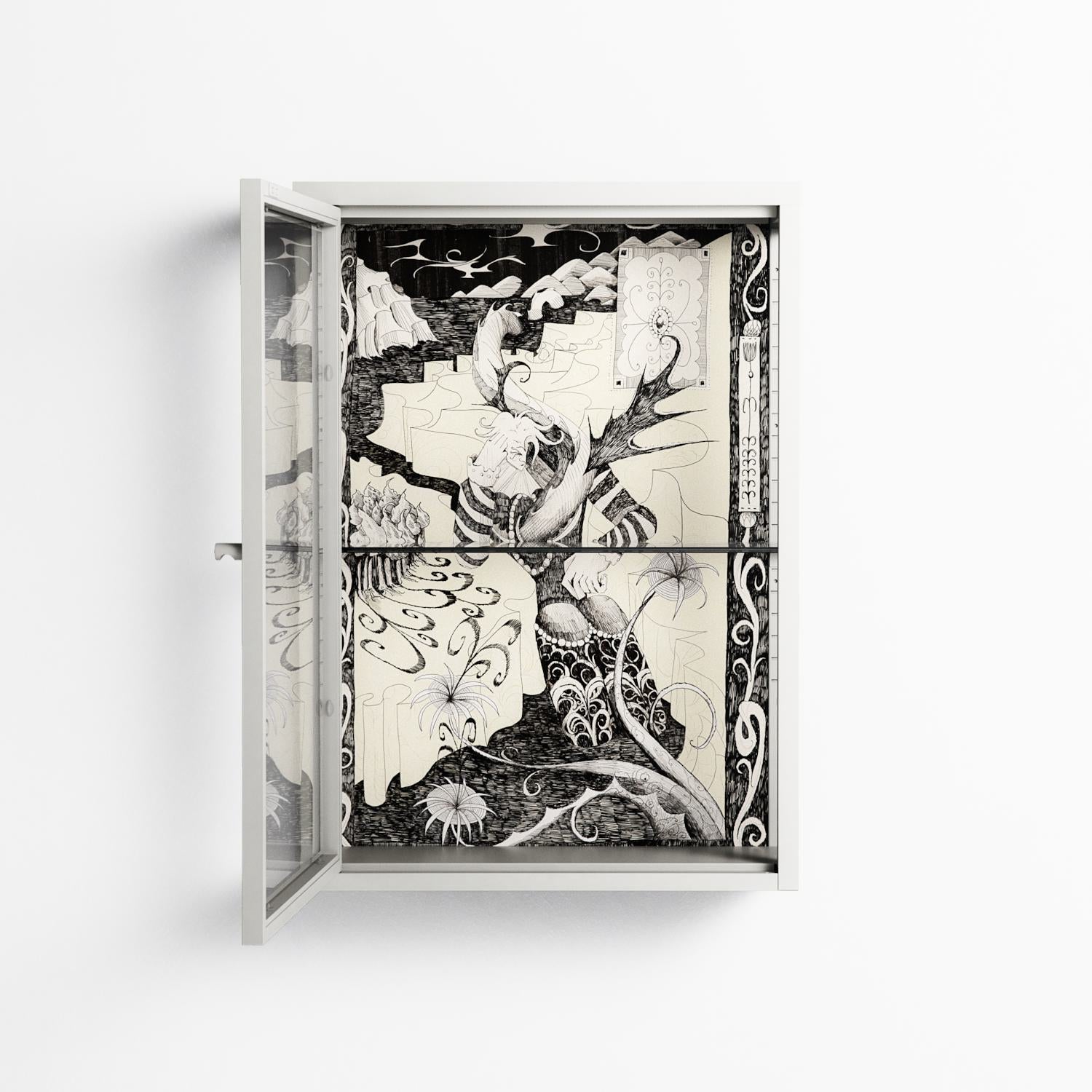 Oberon and Elgar - Wall Cabinet - Naia Escribano - Chalk - Clear glass