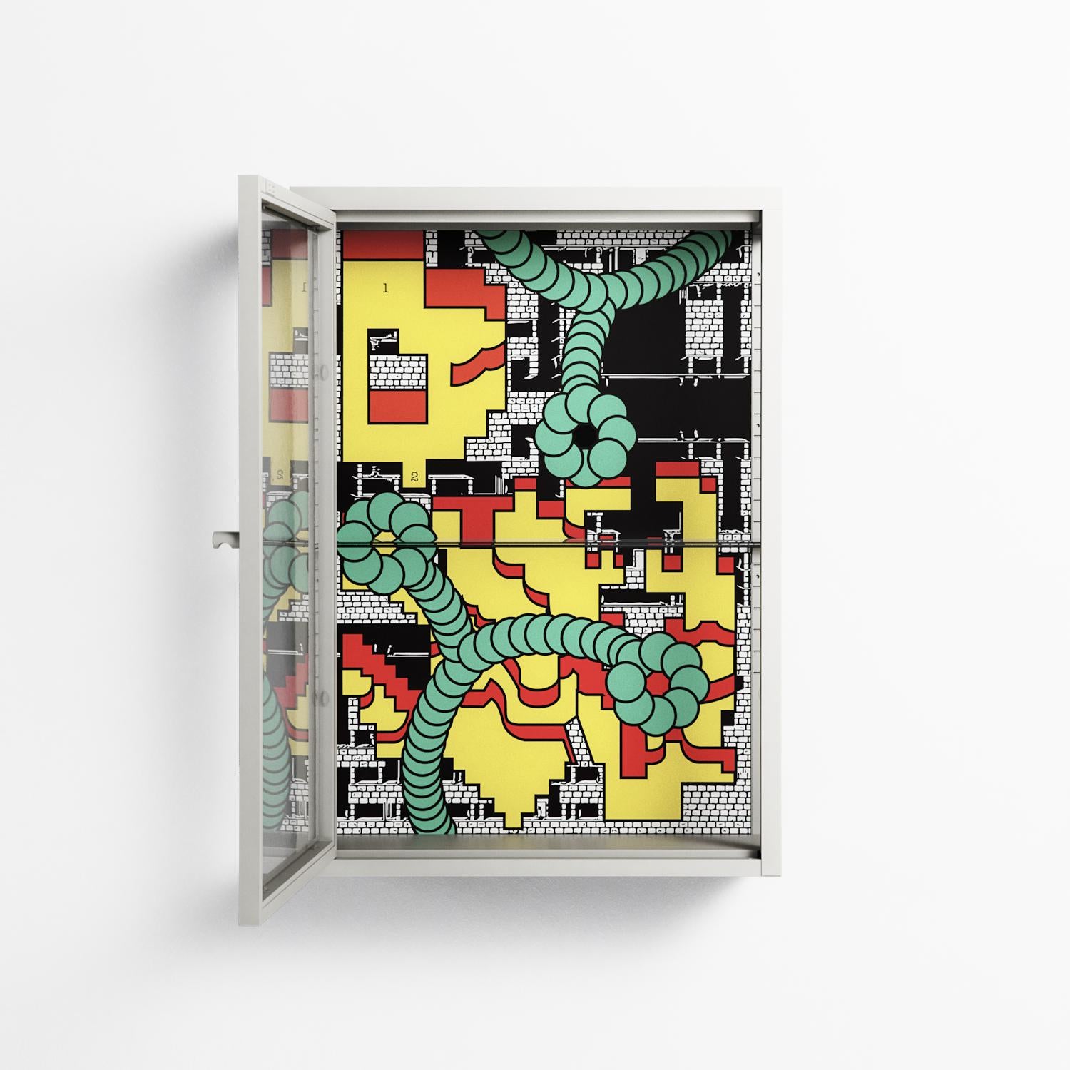 Maps - Wall Cabinet - Naia Escribano - Chalk - Clear glass