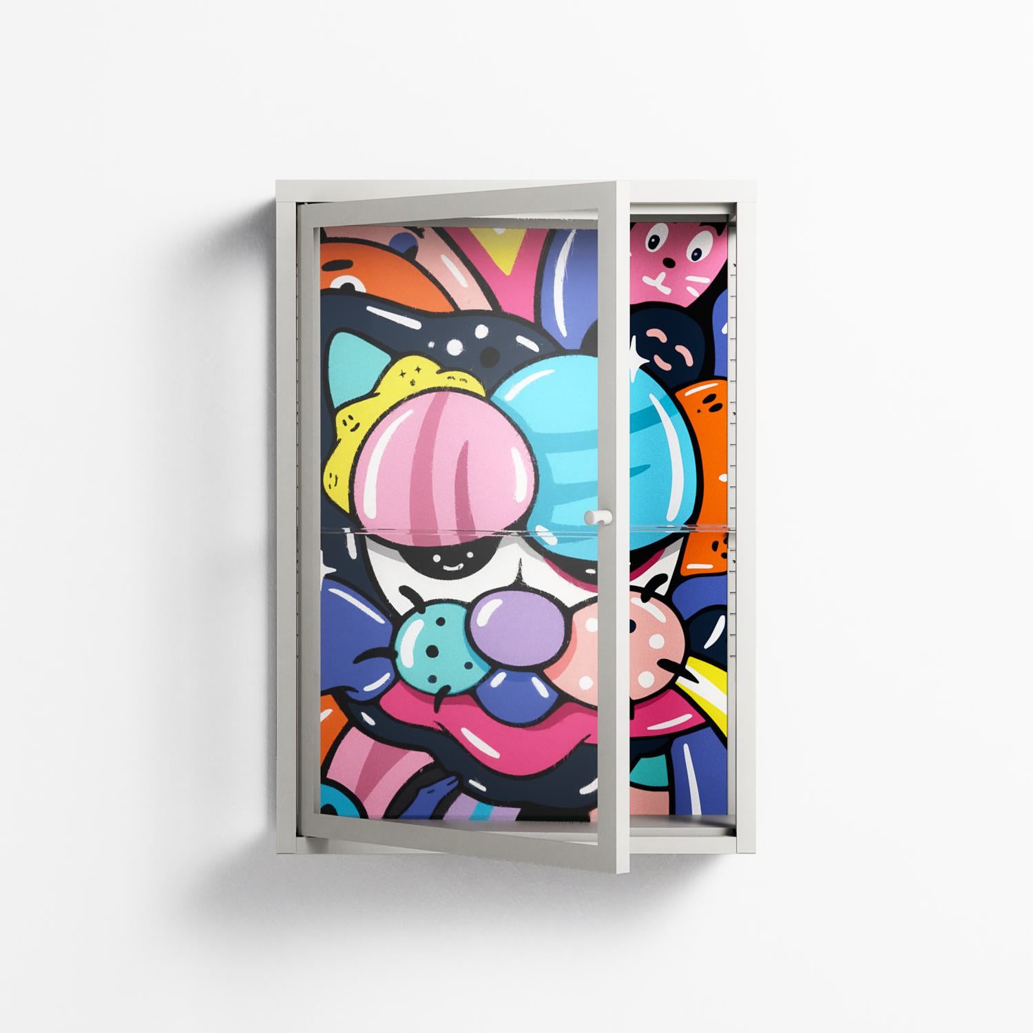 Sansone - Wall Cabinet - Maddalena Fanfani - Chalk - Clear glass