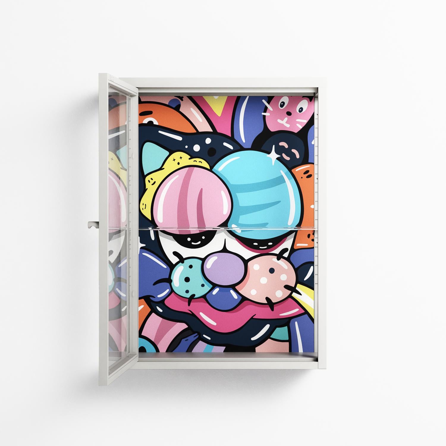 Sansone - Wall Cabinet - Maddalena Fanfani - Chalk - Clear glass