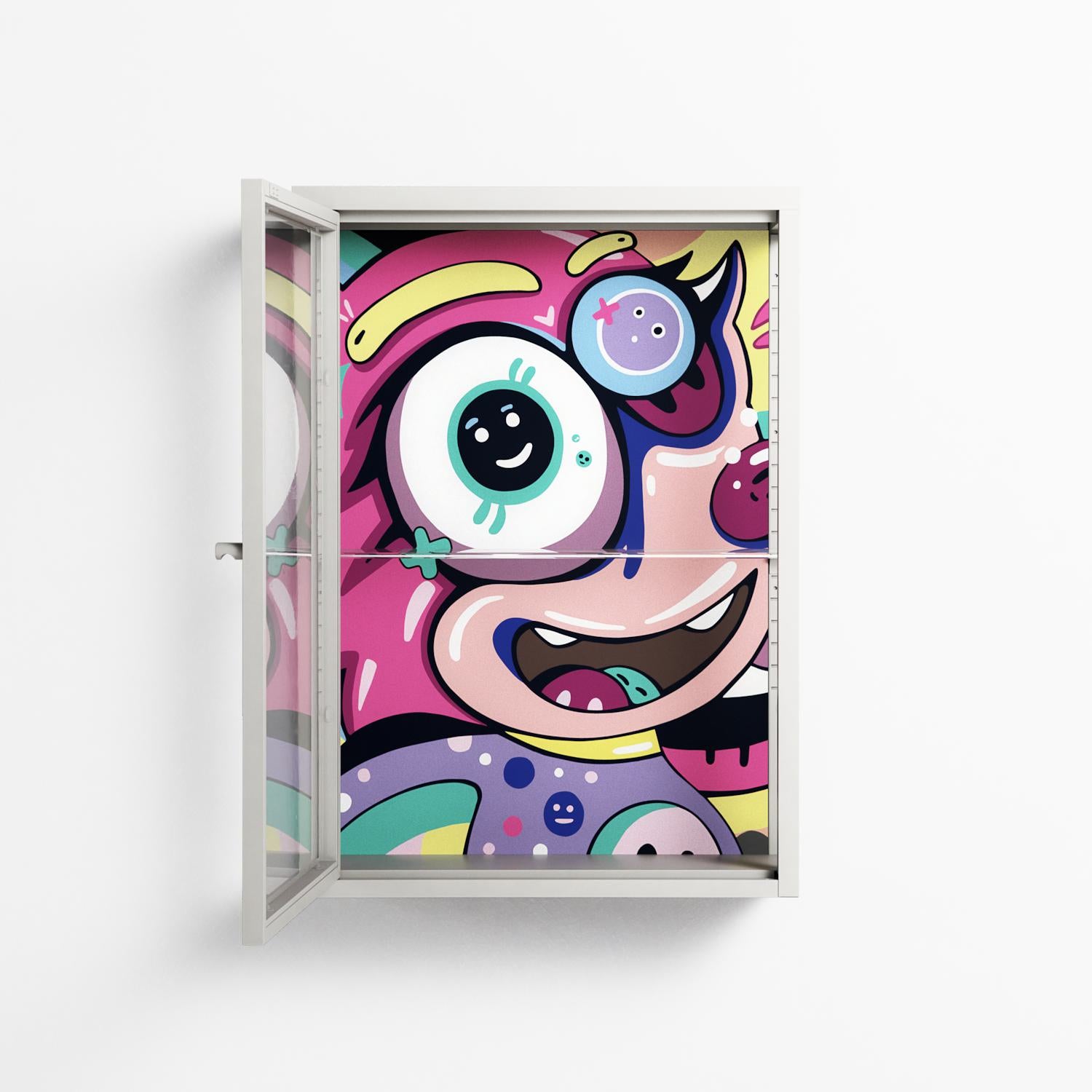 HappyFe - Wall Cabinet - Maddalena Fanfani - Chalk - Clear glass