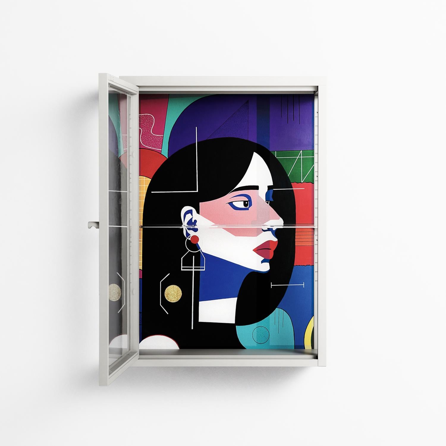 Chained To Perception - Wall Cabinet - Mathilda Kienast - Chalk - Clear glass