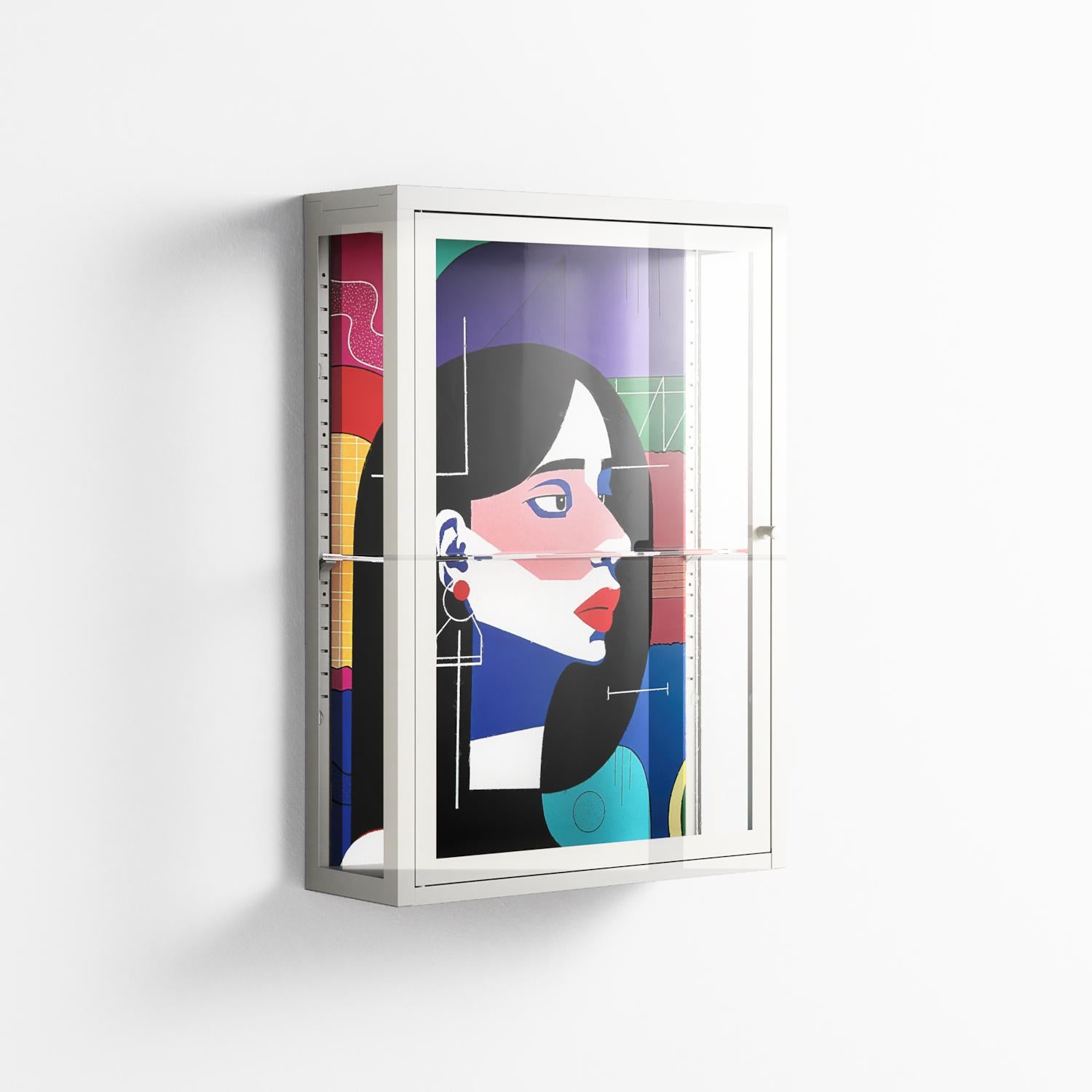 Chained To Perception - Wall Cabinet - Mathilda Kienast - Chalk - Clear glass