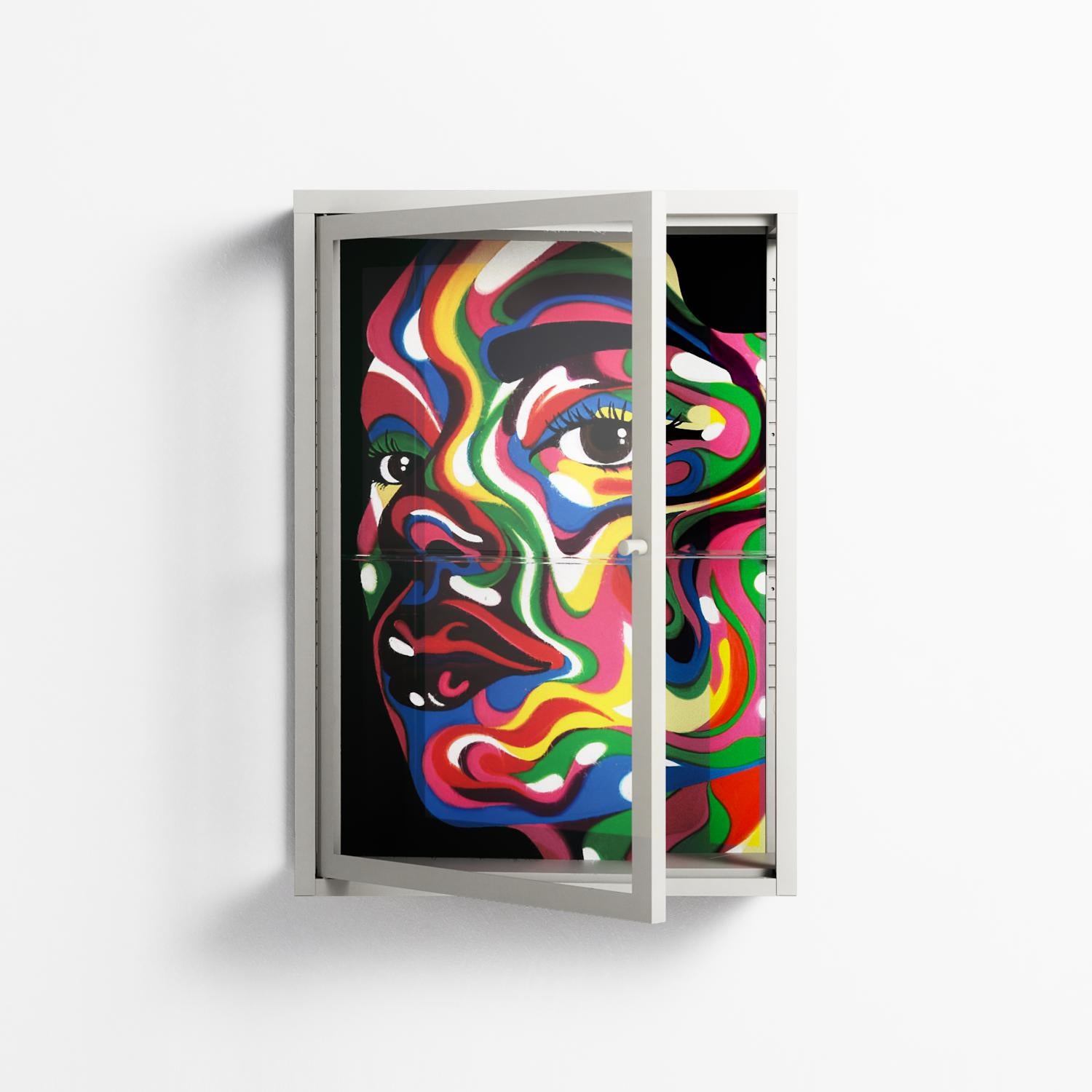 Orbiting Around Herself - Wall Cabinet - Mathilda Kienast - Chalk - Clear glass