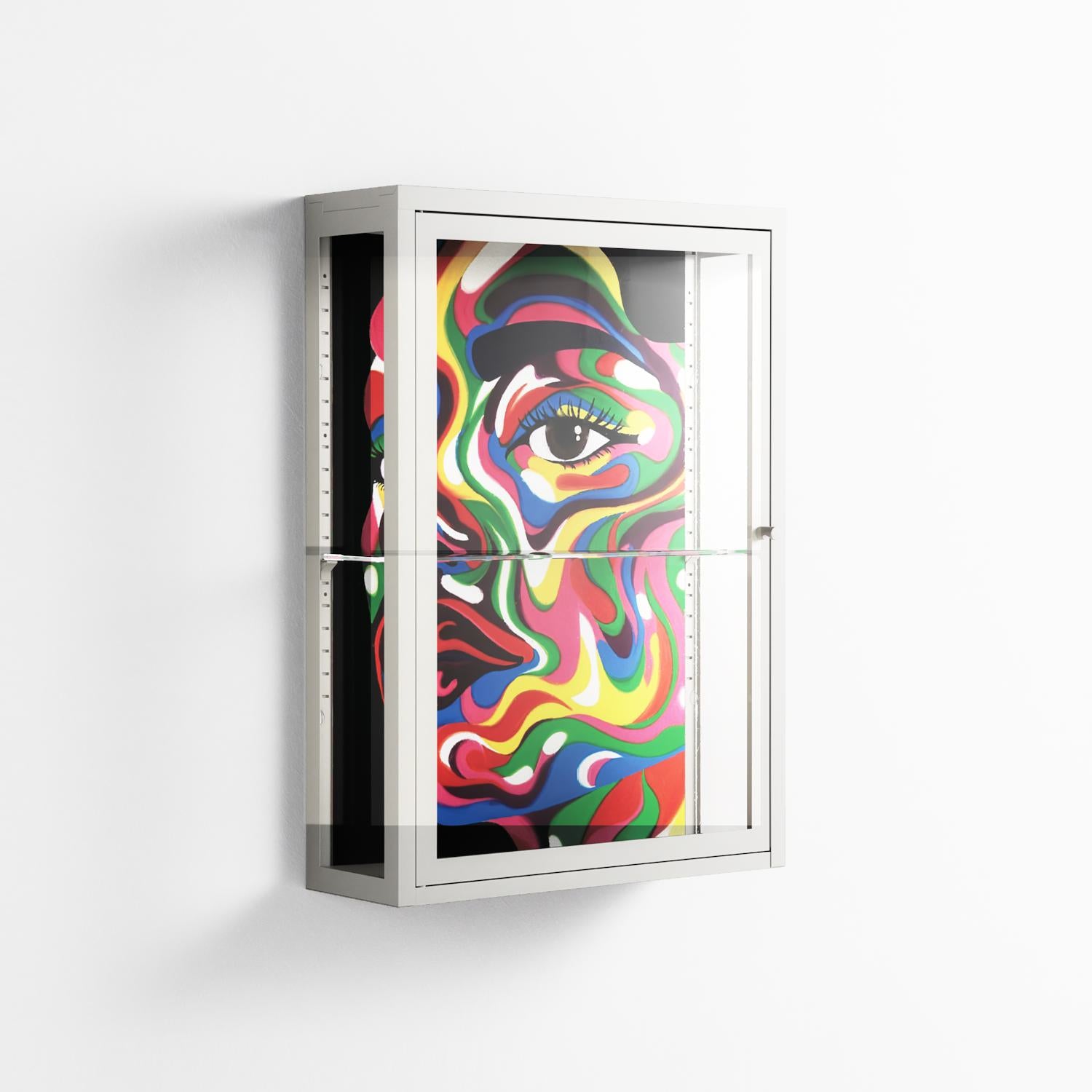 Orbiting Around Herself - Wall Cabinet - Mathilda Kienast - Chalk - Clear glass