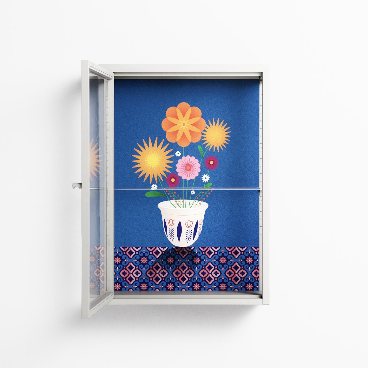 Flower Cup - Wall Cabinet - Mo Kalache - Chalk - Clear glass