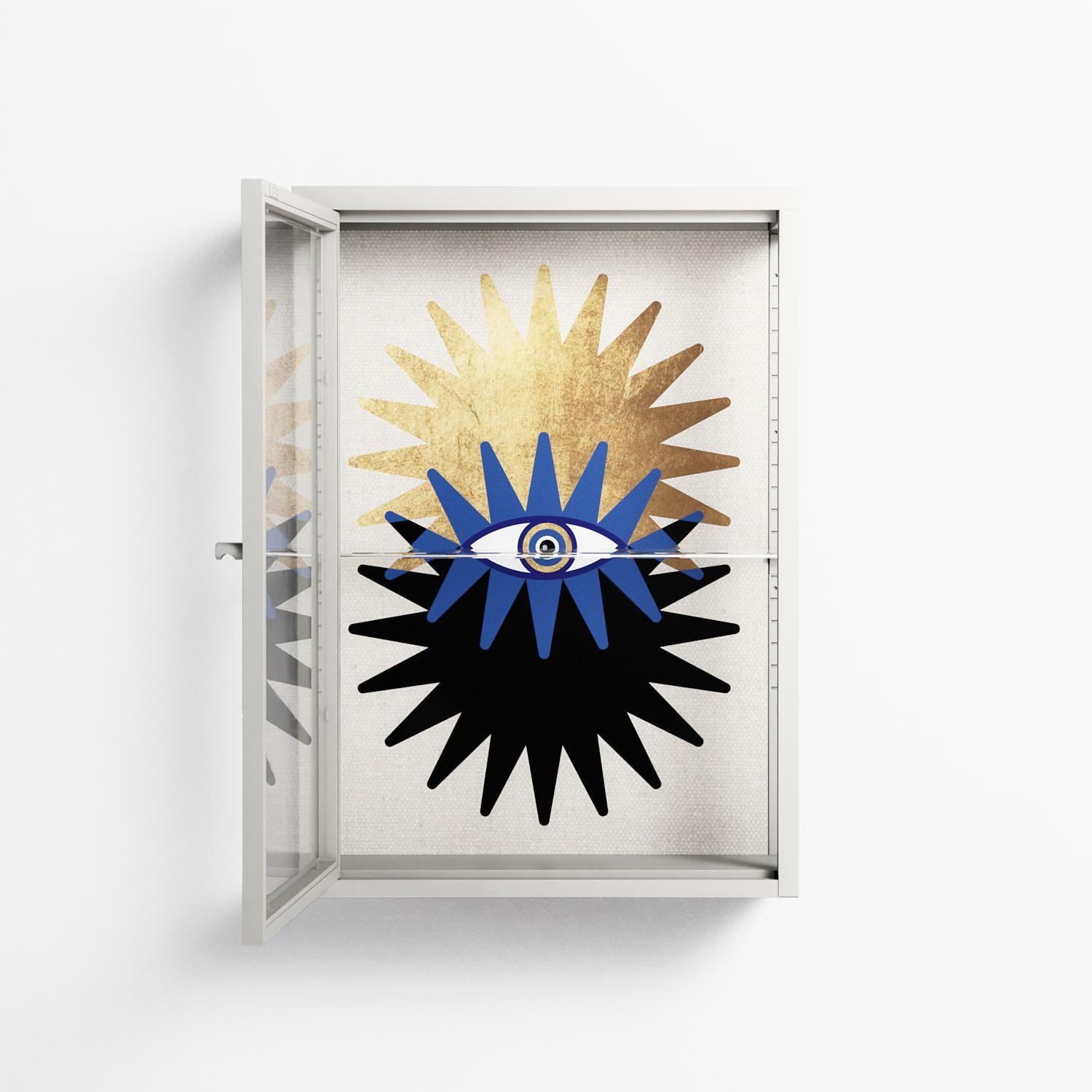 Evil Eye Sun - Wall Cabinet - Mo Kalache - Chalk - Clear glass