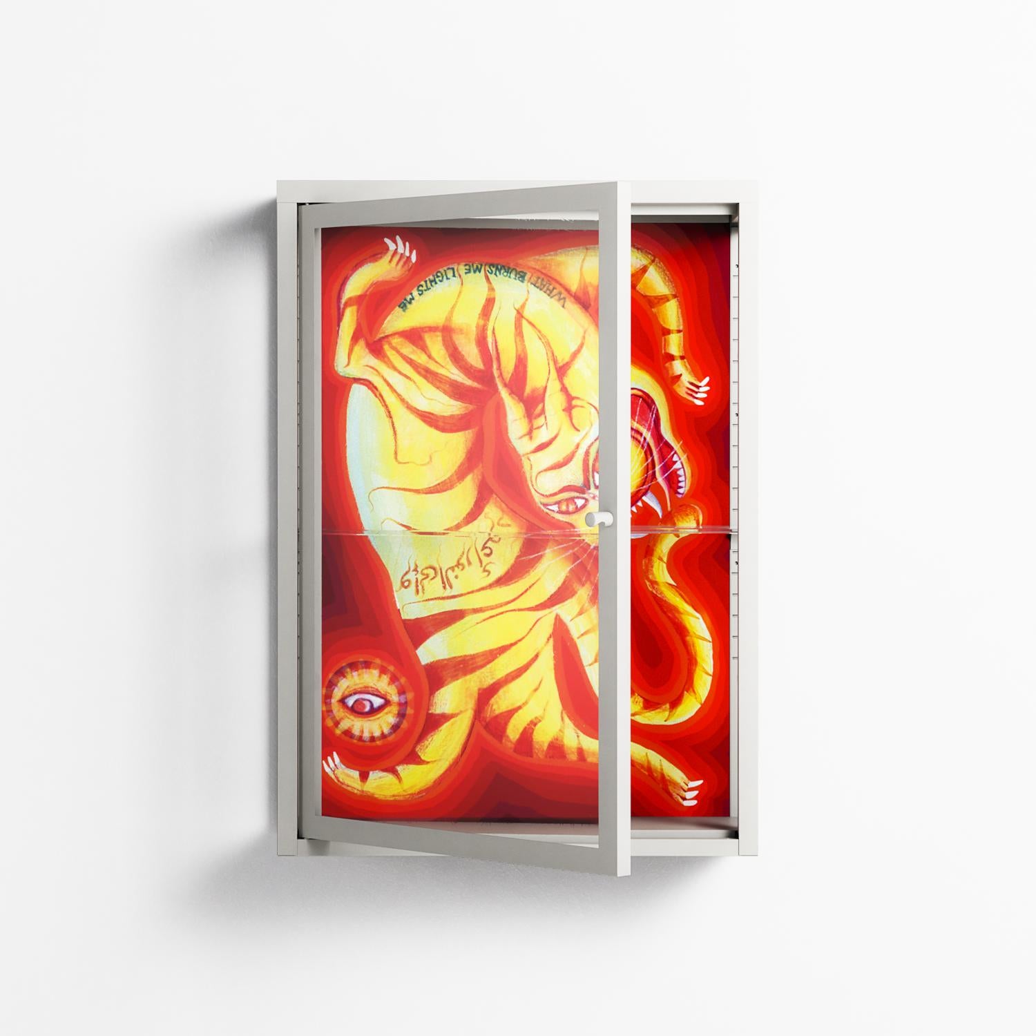 Burning Tiger - Wall Cabinet - Mo Kalache - Chalk - Clear glass