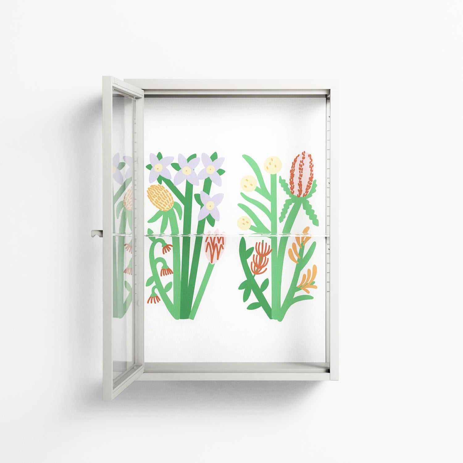 Bouquets - Wall Cabinet - Lydia Greaves - Chalk - Clear glass