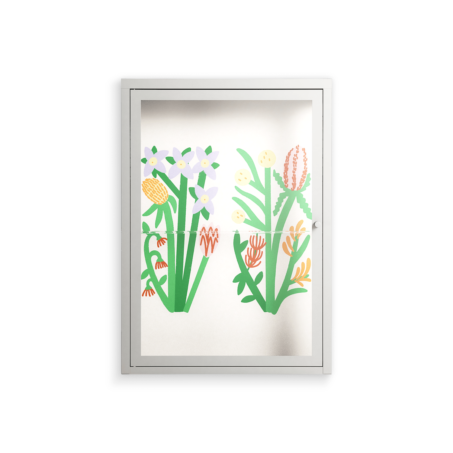 Bouquets Cream - Wall Cabinet - Lydia Greaves - Chalk - Clear glass