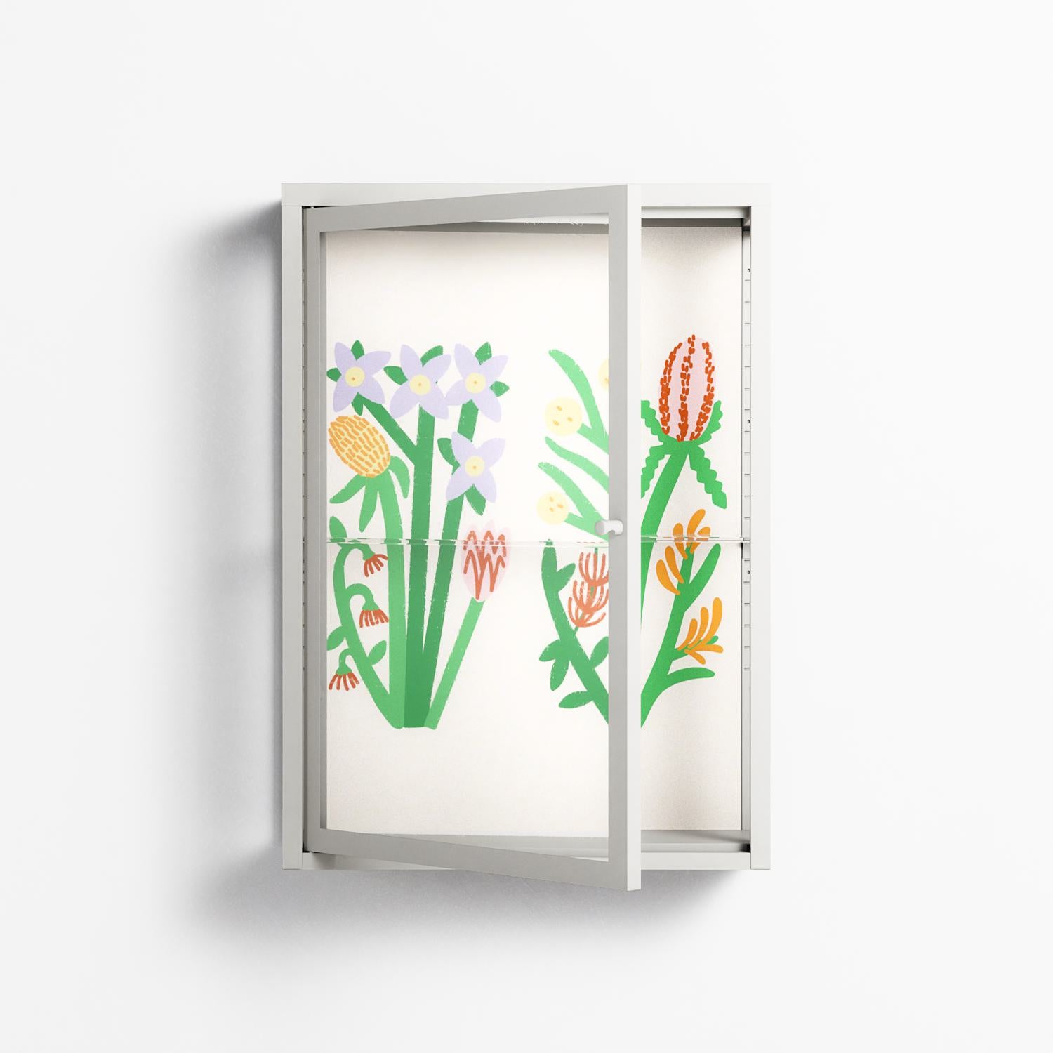 Bouquets Cream - Wall Cabinet - Lydia Greaves - Chalk - Clear glass