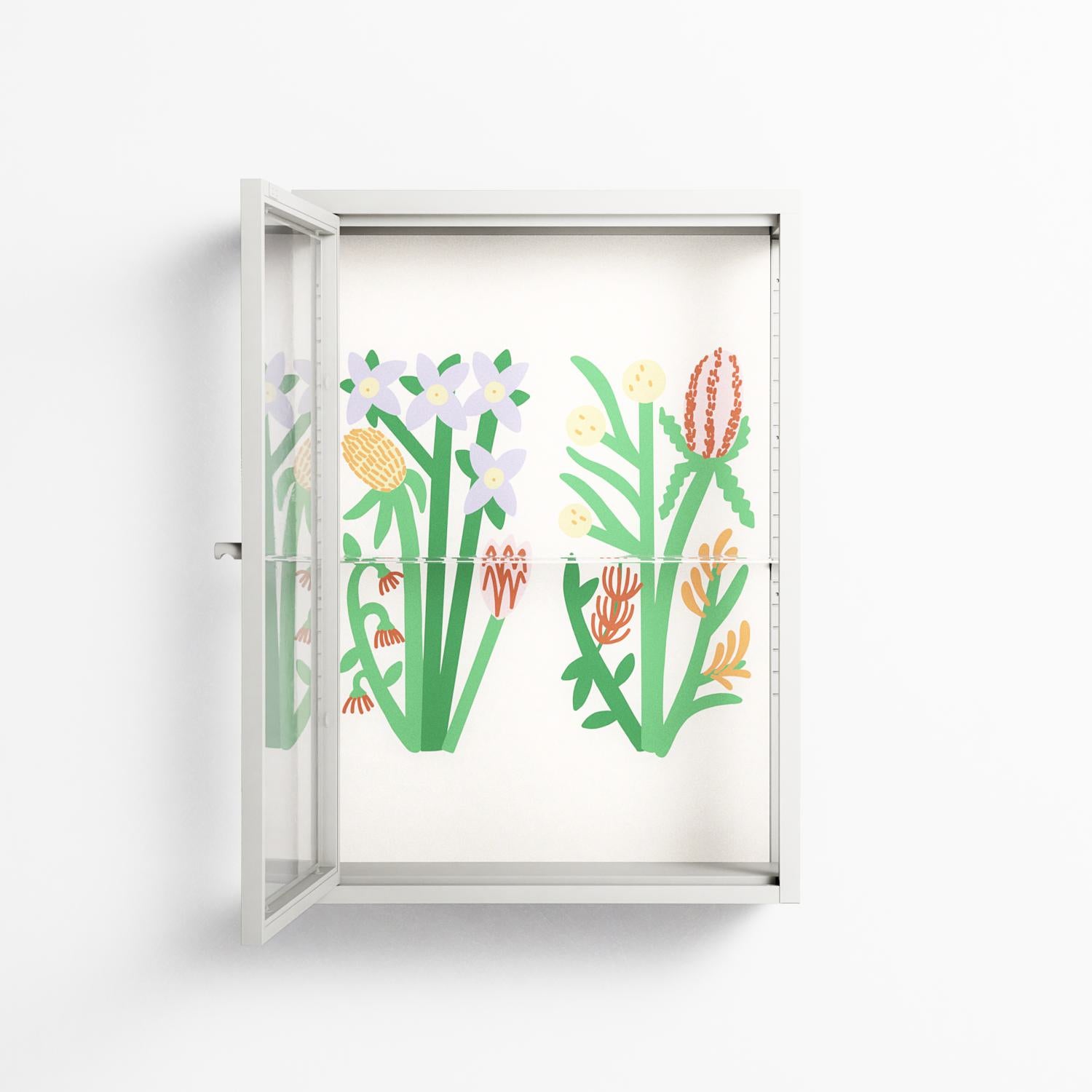 Bouquets Cream - Wall Cabinet - Lydia Greaves - Chalk - Clear glass