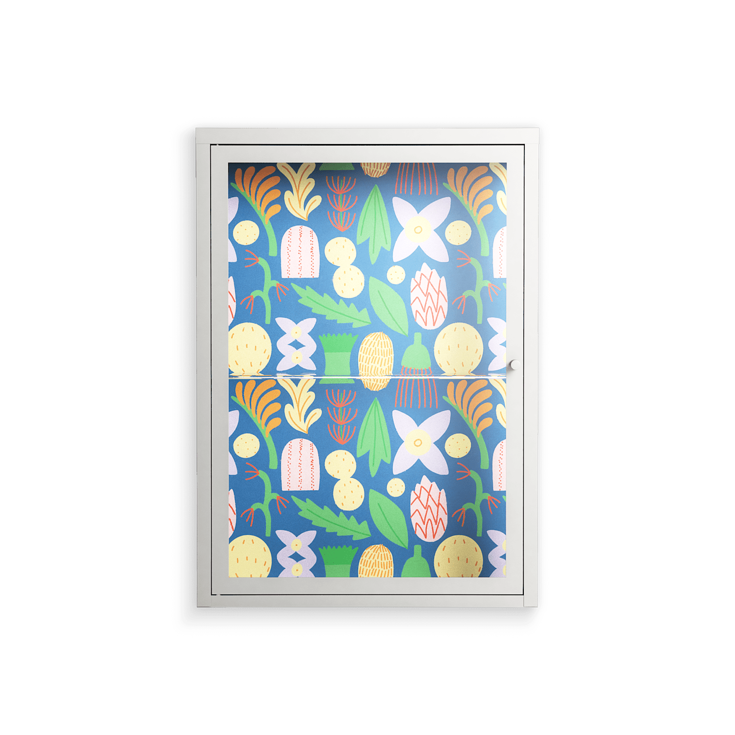 Shapes Blue - Wall Cabinet - Lydia Greaves - Chalk - Clear glass