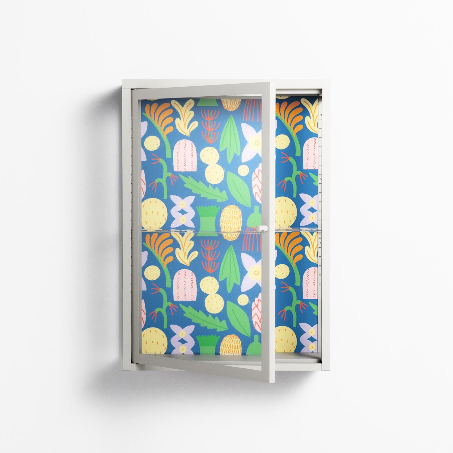 Shapes Blue - Wall Cabinet - Lydia Greaves - Chalk - Clear glass