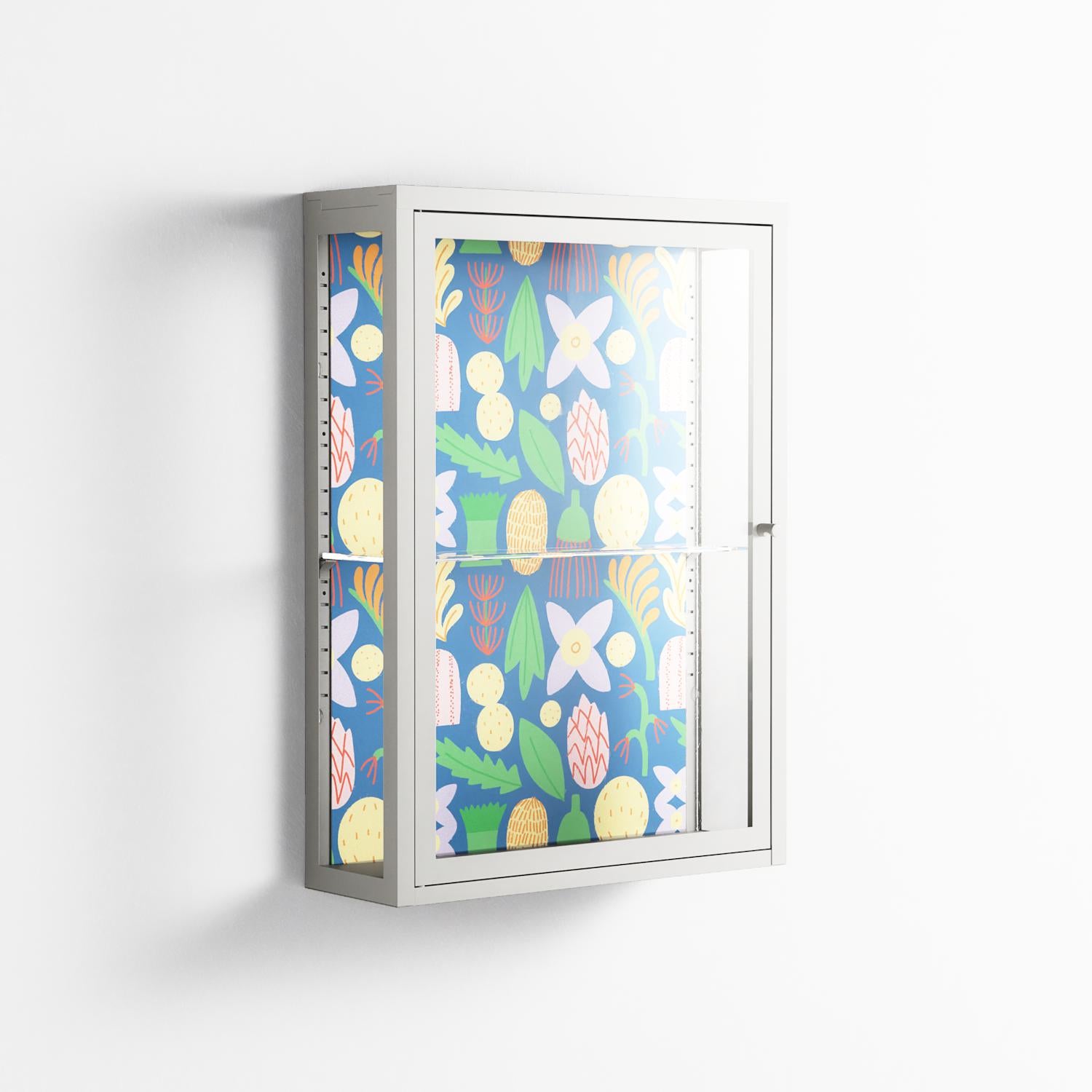 Shapes Blue - Wall Cabinet - Lydia Greaves - Chalk - Clear glass