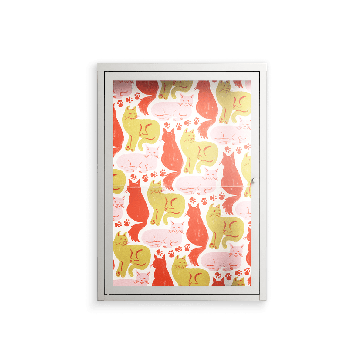 Cats - Wall Cabinet - Lydia Greaves - Chalk - Clear glass