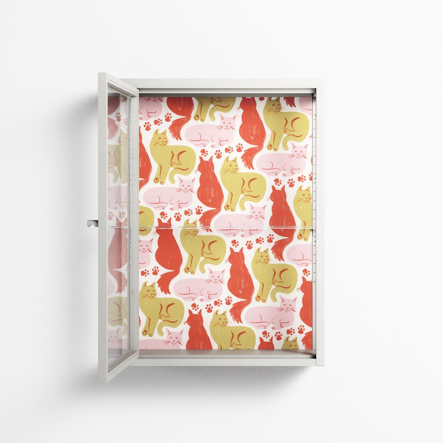 Cats - Wall Cabinet - Lydia Greaves - Chalk - Clear glass
