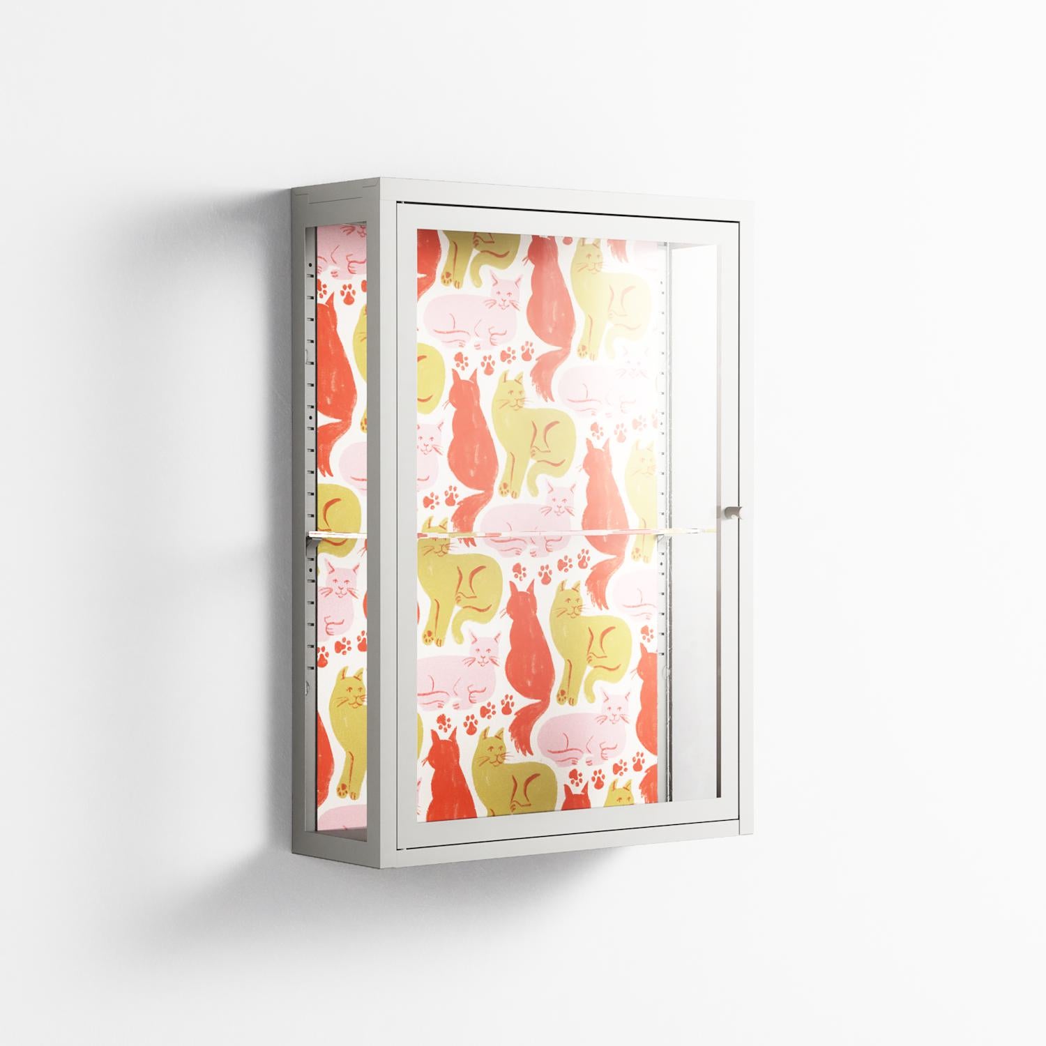 Cats - Wall Cabinet - Lydia Greaves - Chalk - Clear glass