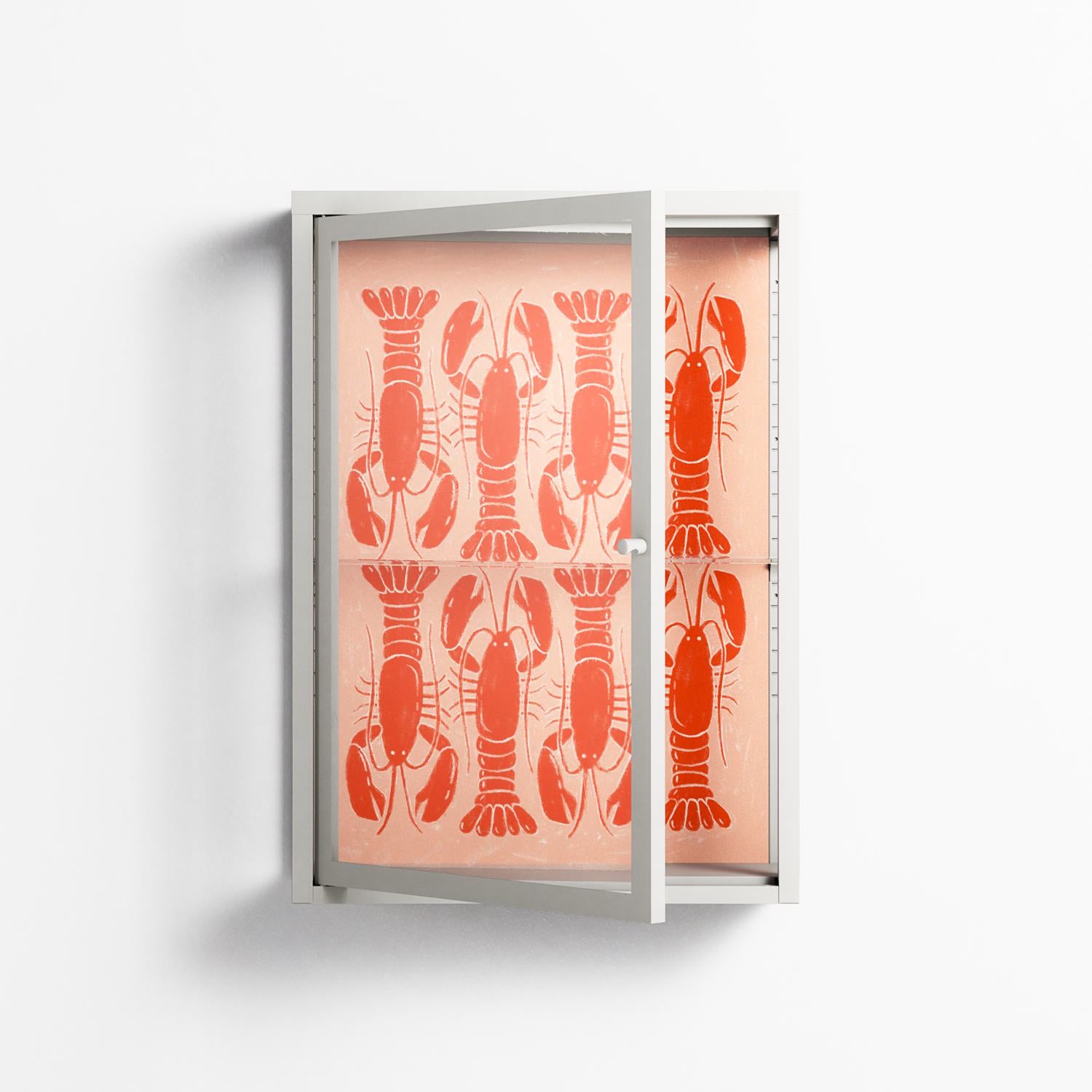 Lobsters - Wall Cabinet - Lydia Greaves - Chalk - Clear glass