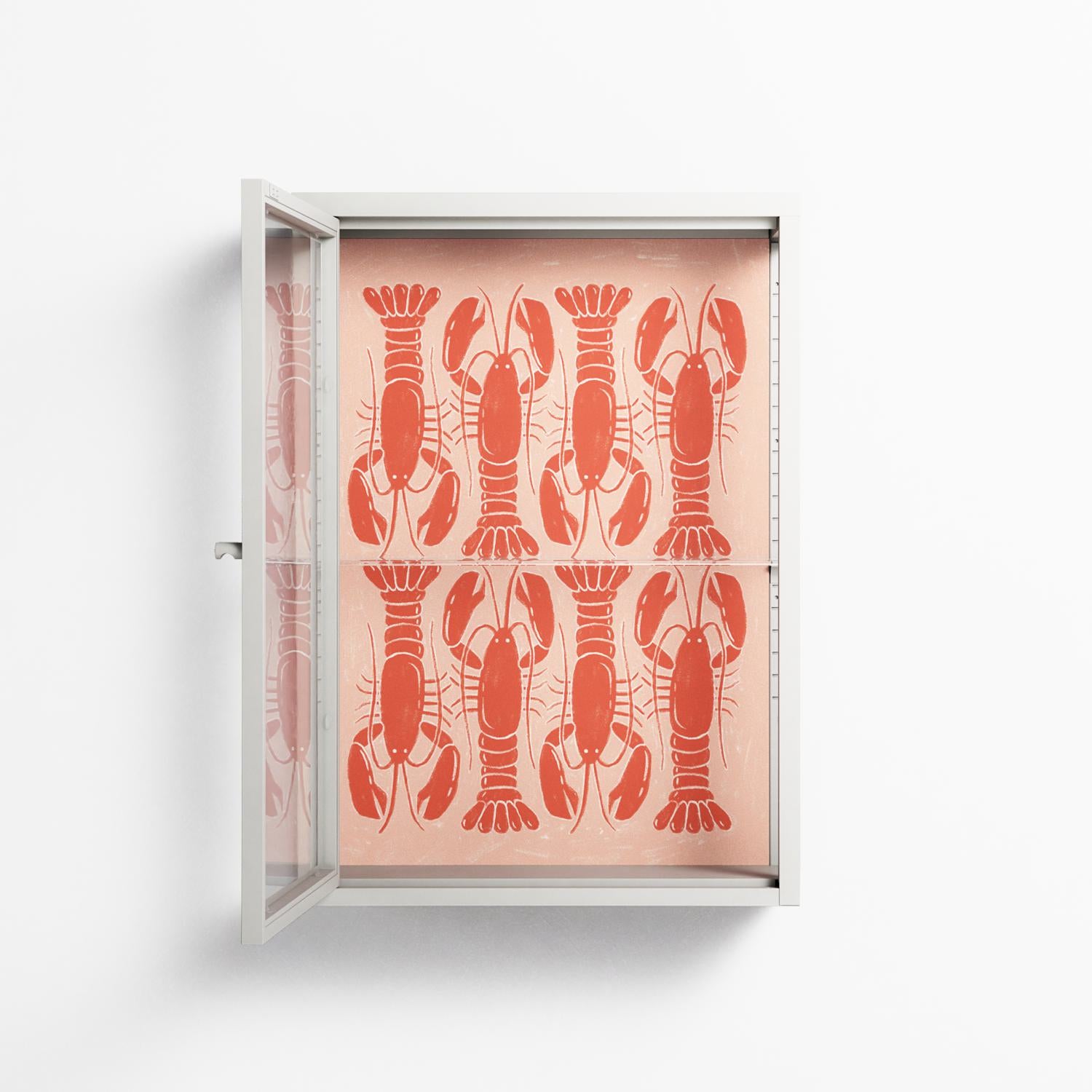 Lobsters - Wall Cabinet - Lydia Greaves - Chalk - Clear glass
