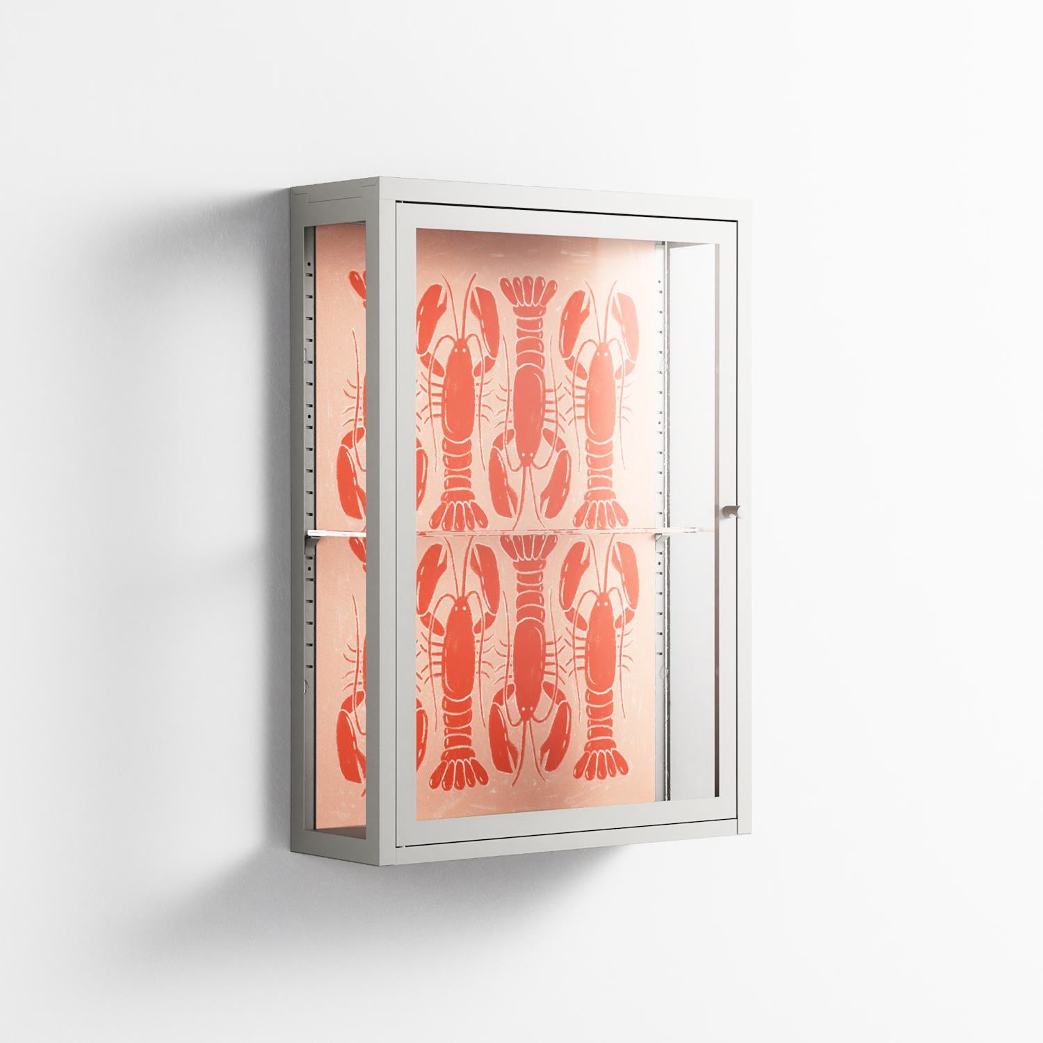 Lobsters - Wall Cabinet - Lydia Greaves - Chalk - Clear glass