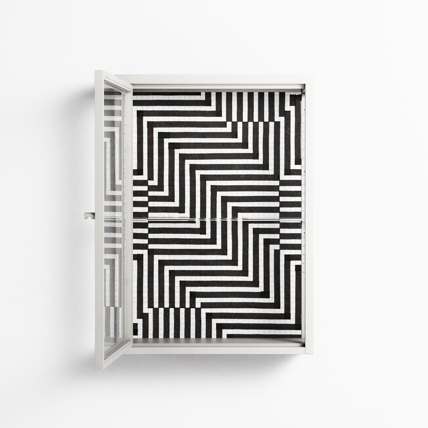 Rectangle In Rectangle - Wall Cabinet - Guido De Boer - Chalk - Clear glass