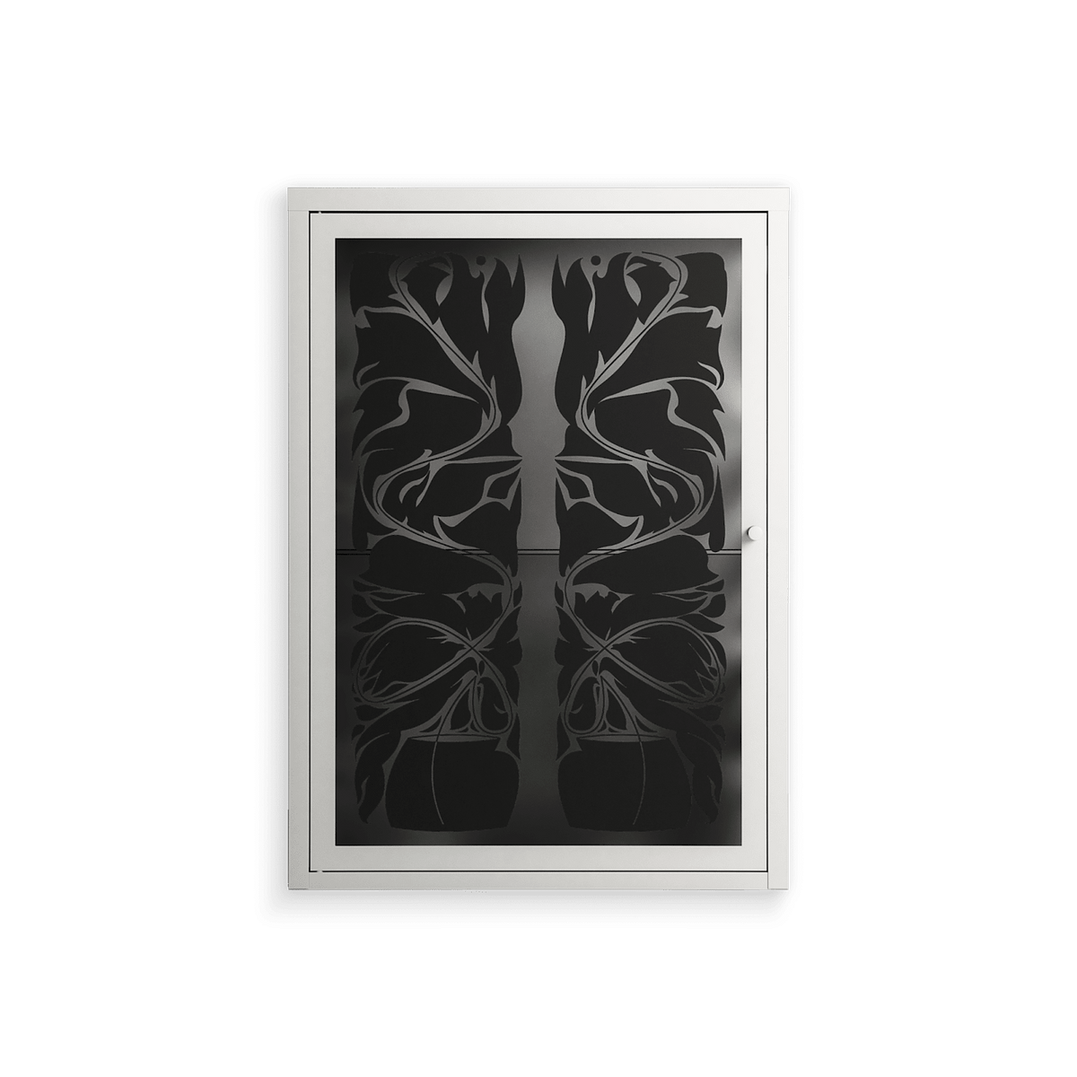 Black Potted Plant - Wall Cabinet - Konrad Blaszczyk - Chalk - Overlay Glass