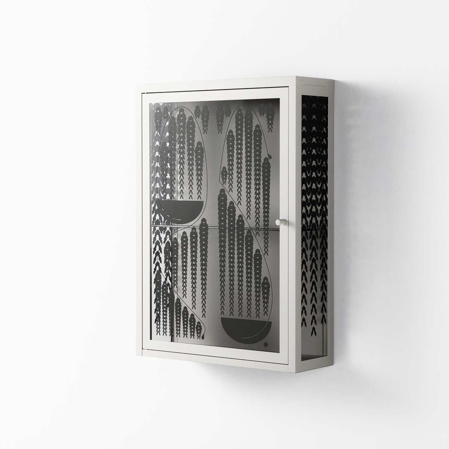 Black Fern - Wall Cabinet - Konrad Blaszczyk - Chalk - Overlay Glass