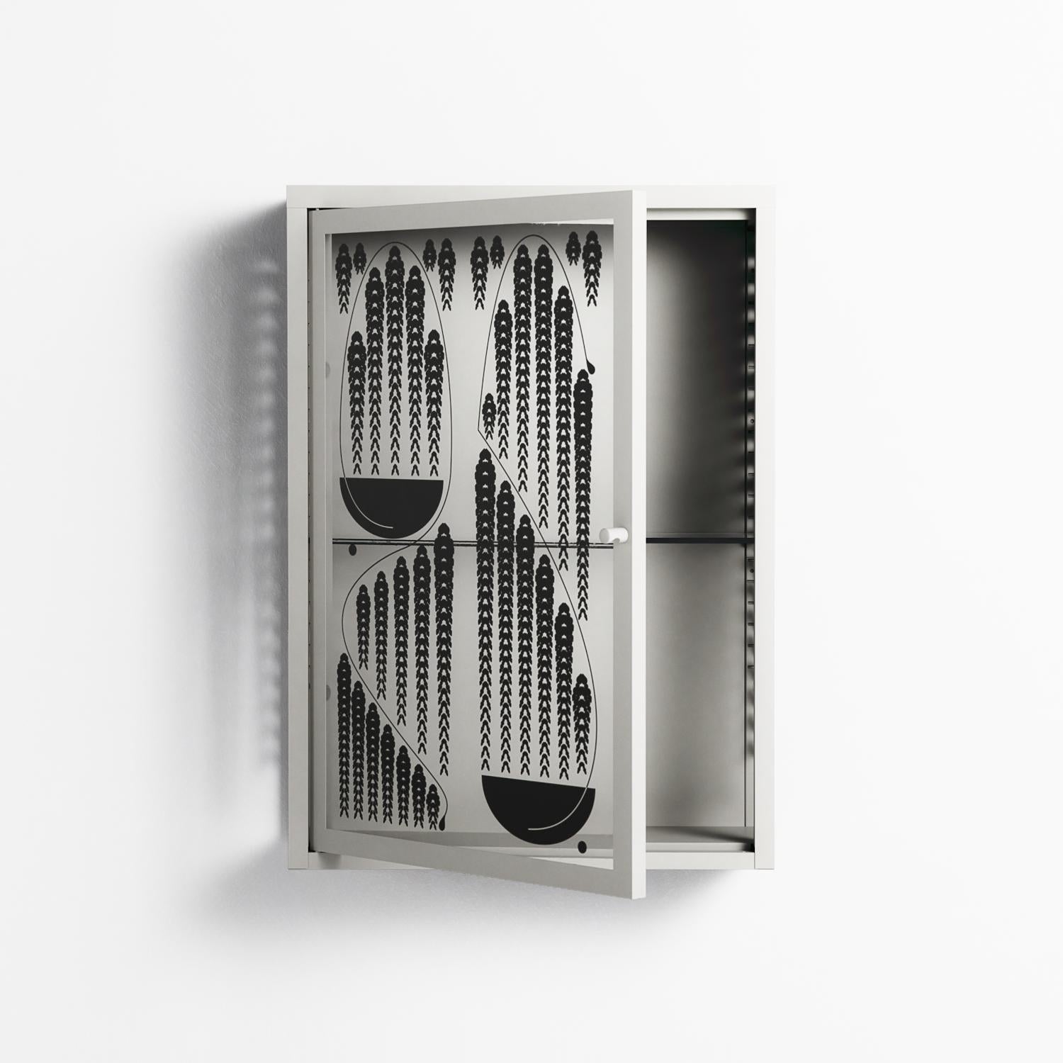 Black Fern - Wall Cabinet - Konrad Blaszczyk - Chalk - Overlay Glass