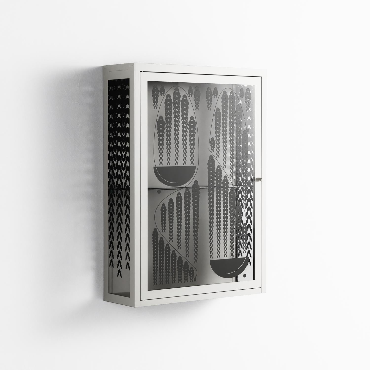 Black Fern - Wall Cabinet - Konrad Blaszczyk - Chalk - Overlay Glass