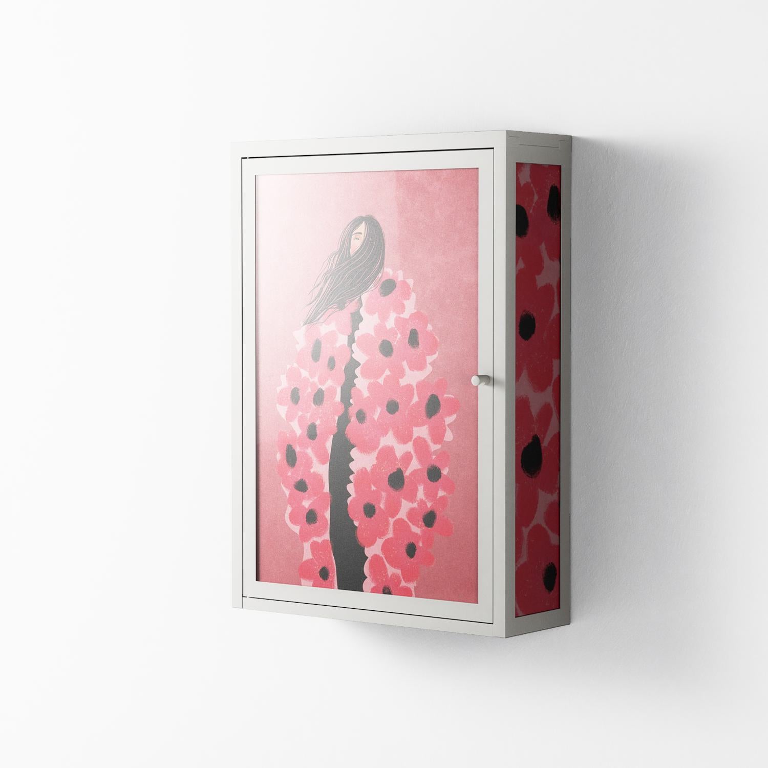Covered in Flowers - Wall Cabinet - Raissa Oltmanns - Chalk - Overlay Glass