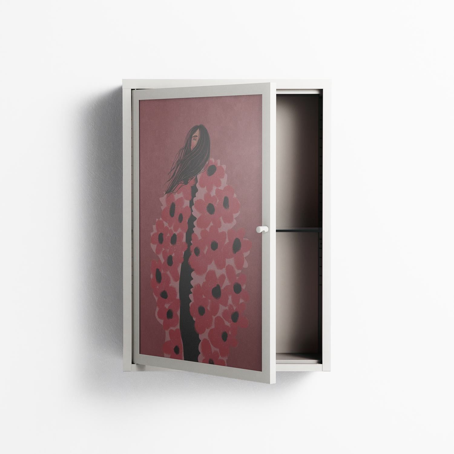Covered in Flowers - Wall Cabinet - Raissa Oltmanns - Chalk - Overlay Glass