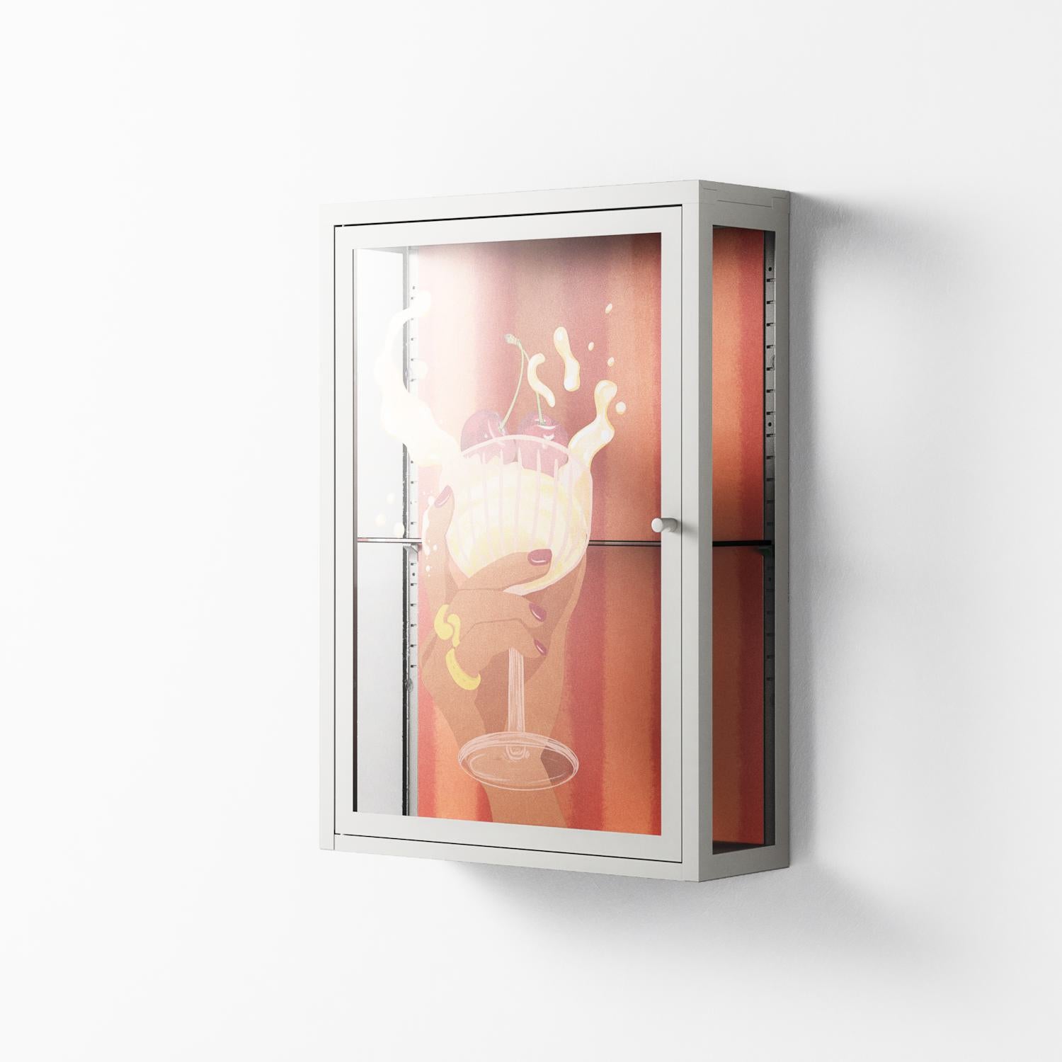 Drink And Cherries - Wall Cabinet - Raissa Oltmanns - Chalk - Overlay Glass