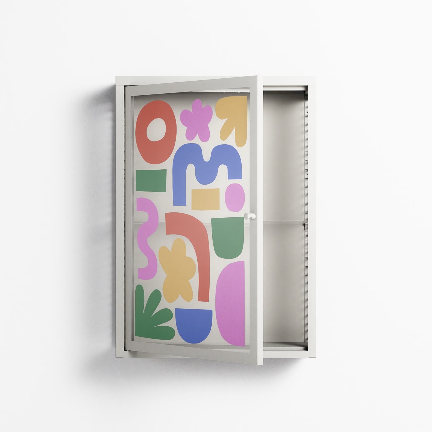 Fun Shapes - Wall Cabinet - Sandra Hutter - Chalk - Overlay Glass