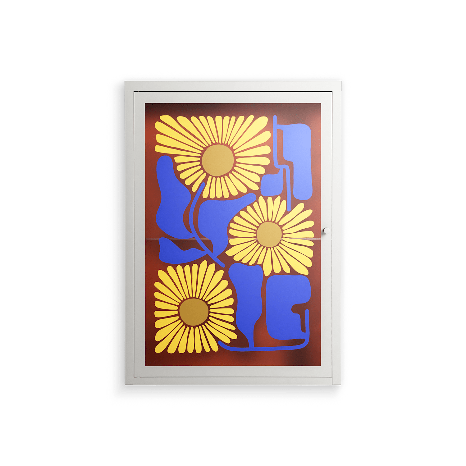 Sunflowers - Wall Cabinet - Sandra Hutter - Chalk - Overlay Glass