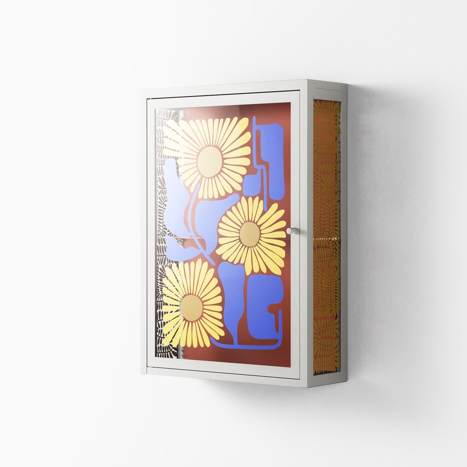 Sunflowers - Wall Cabinet - Sandra Hutter - Chalk - Overlay Glass