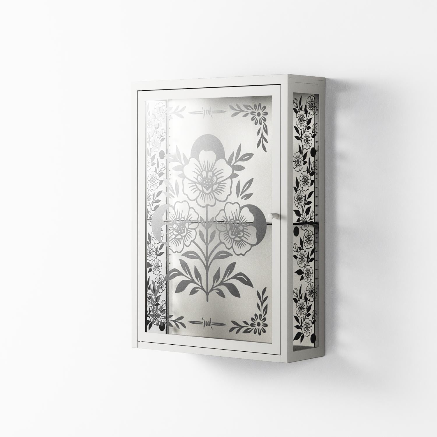 Barbed Bloom - Wall Cabinet - Daphna Sebbane - Chalk - Overlay Glass