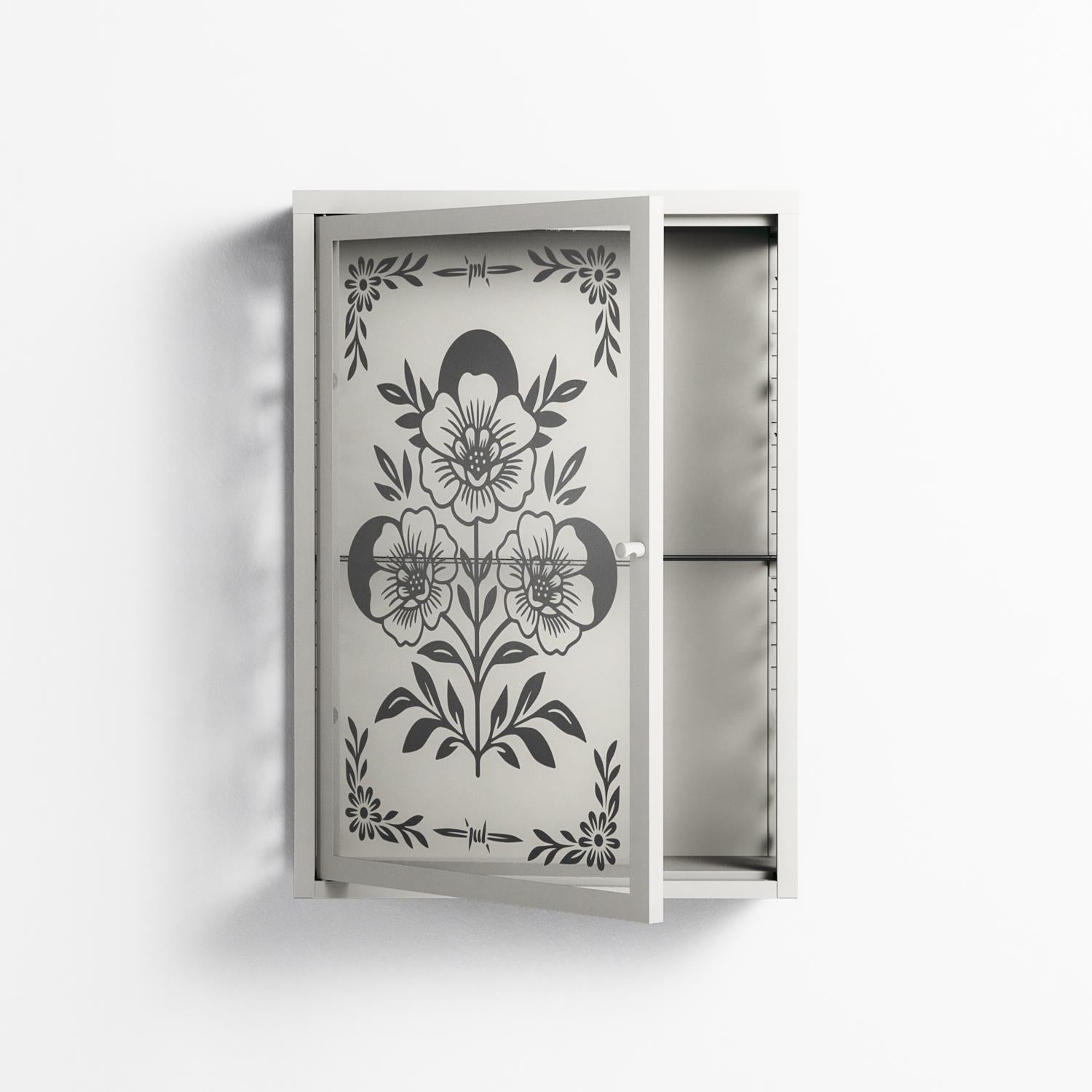Barbed Bloom - Wall Cabinet - Daphna Sebbane - Chalk - Overlay Glass