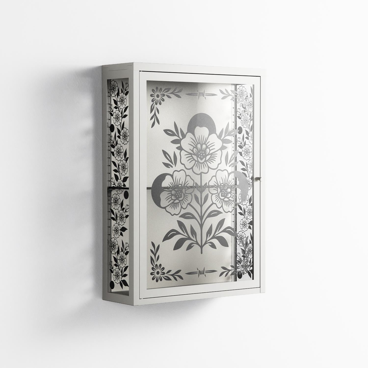Barbed Bloom - Wall Cabinet - Daphna Sebbane - Chalk - Overlay Glass