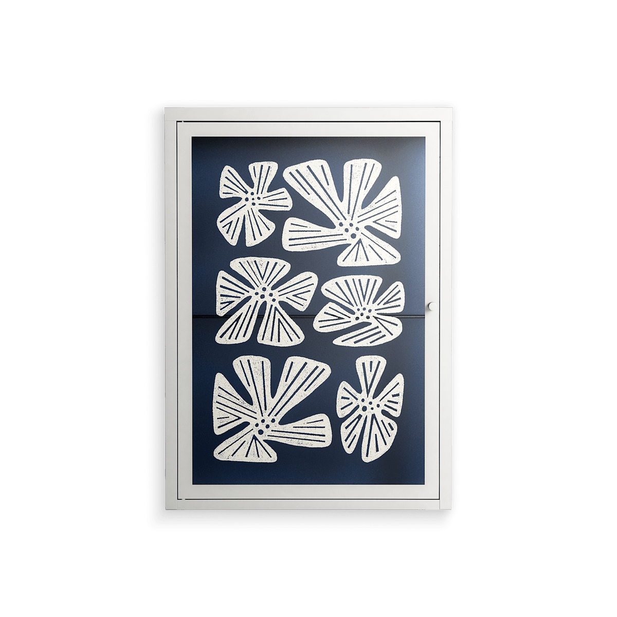 Blue Flower - Wall Cabinet - Magdalena Marchocka - Chalk - Overlay Glass