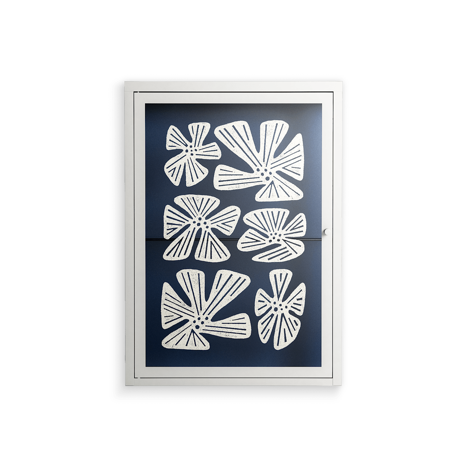 Blue Flower - Wall Cabinet - Magdalena Marchocka - Chalk - Overlay Glass