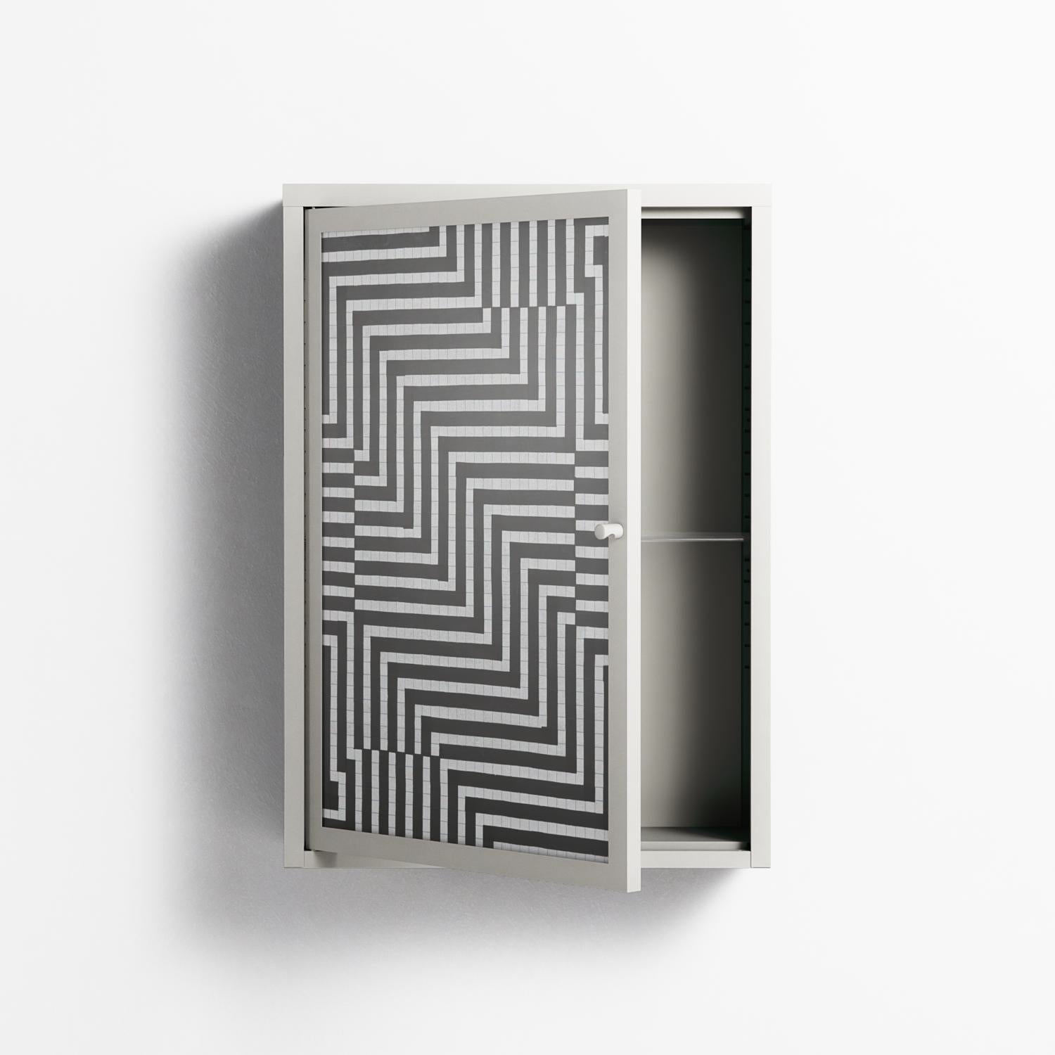 Rectangle In Rectangle - Wall Cabinet - Guido De Boer - Chalk - Overlay Glass
