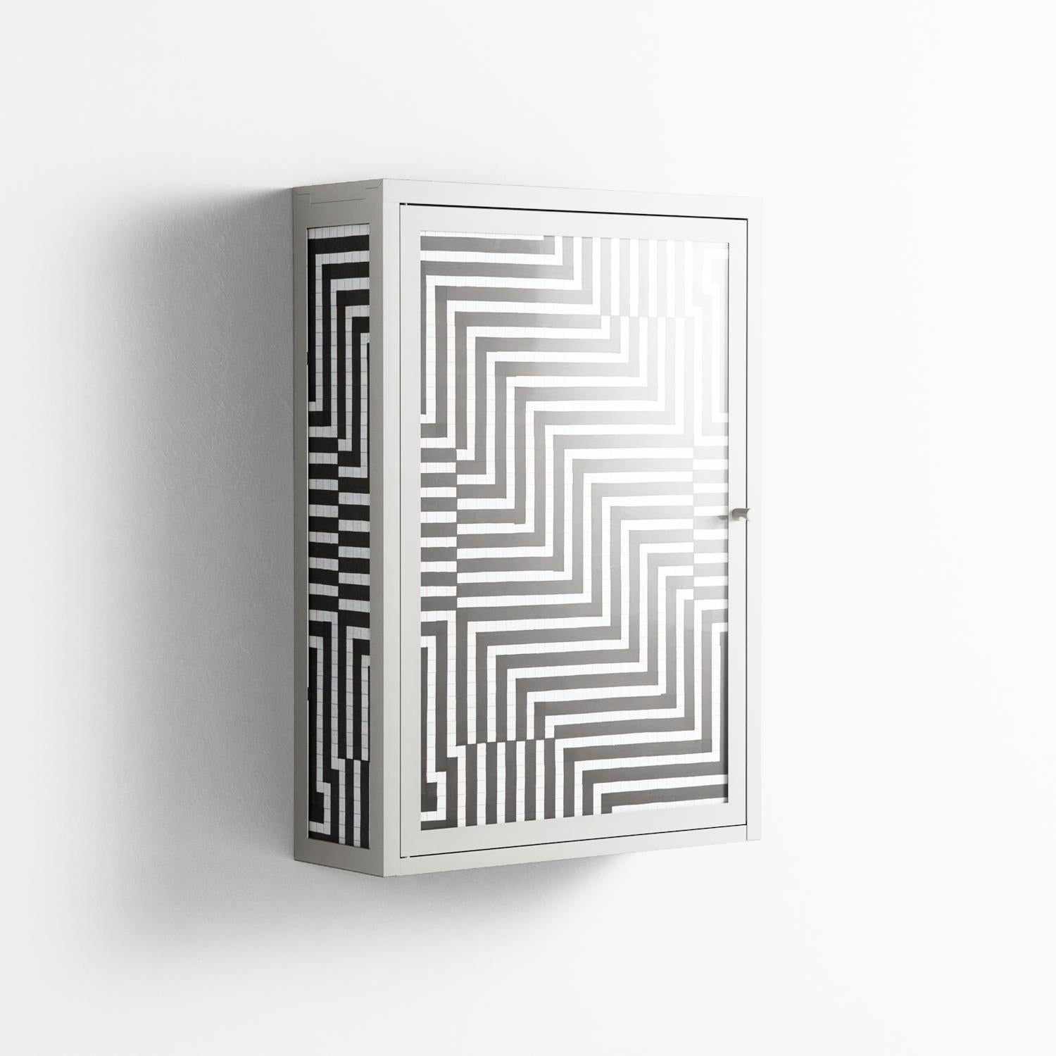 Rectangle In Rectangle - Wall Cabinet - Guido De Boer - Chalk - Overlay Glass