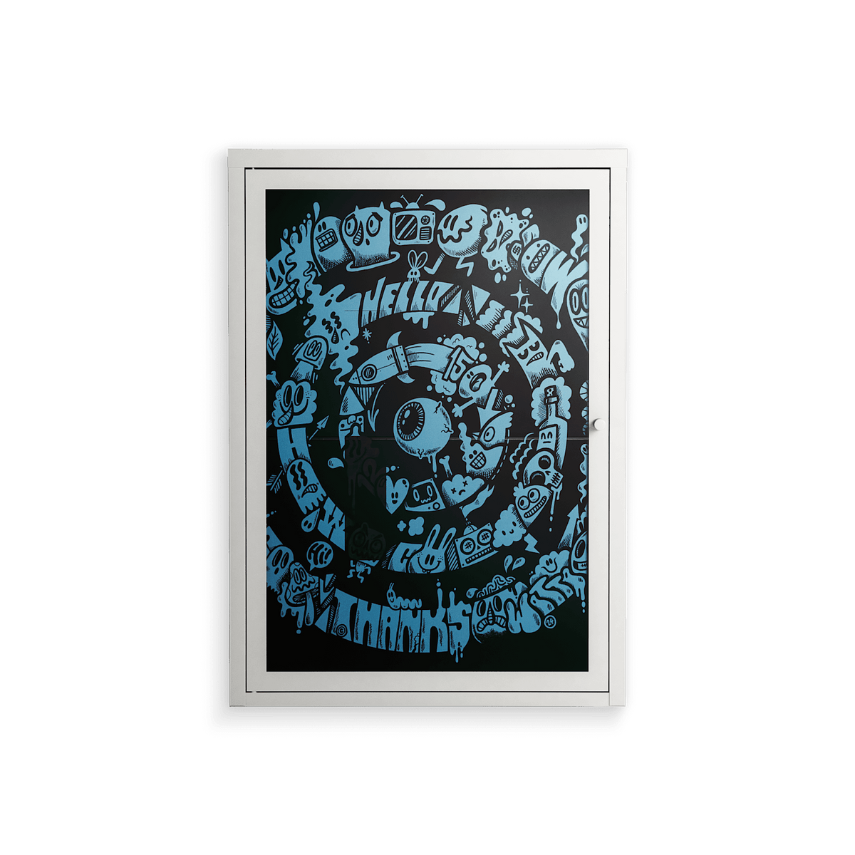 The Circles Of My Mind - Wall Cabinet - Craig Watkins - Chalk - Overlay Glass