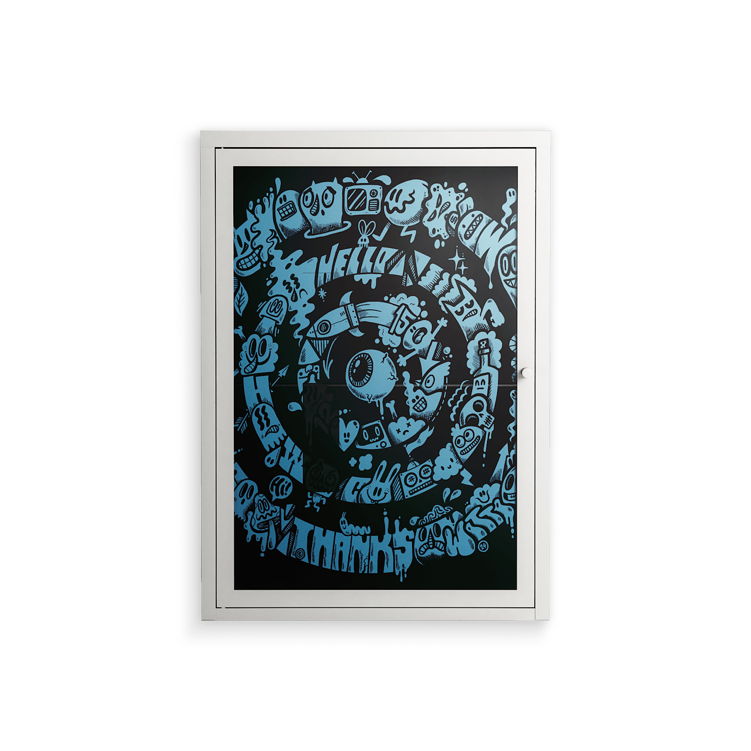 The Circles Of My Mind - Wall Cabinet - Craig Watkins - Chalk - Overlay Glass