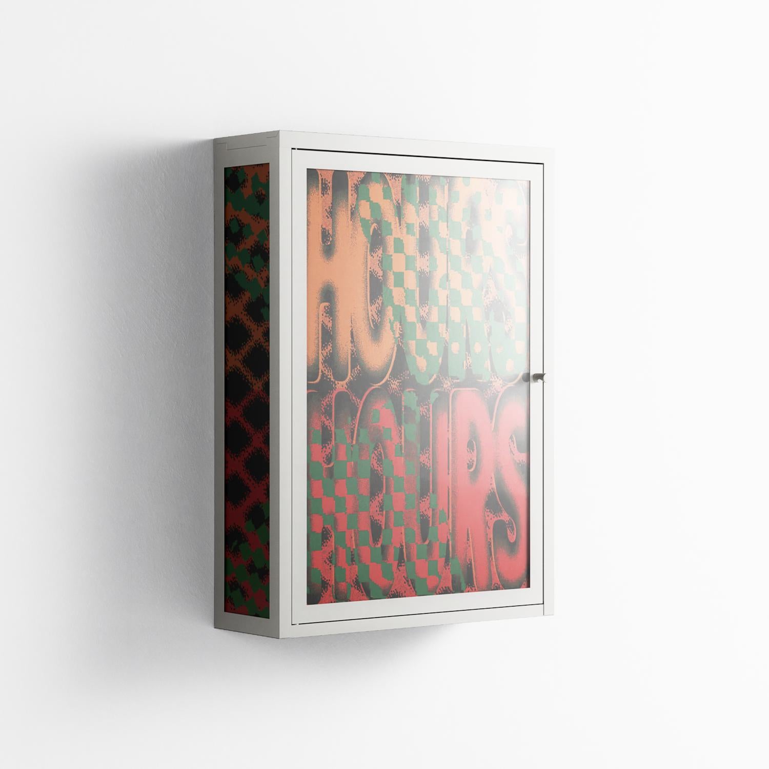 Hours - Wall Cabinet - Oluwaseyi Samuel Adebayo - Chalk - Overlay Glass